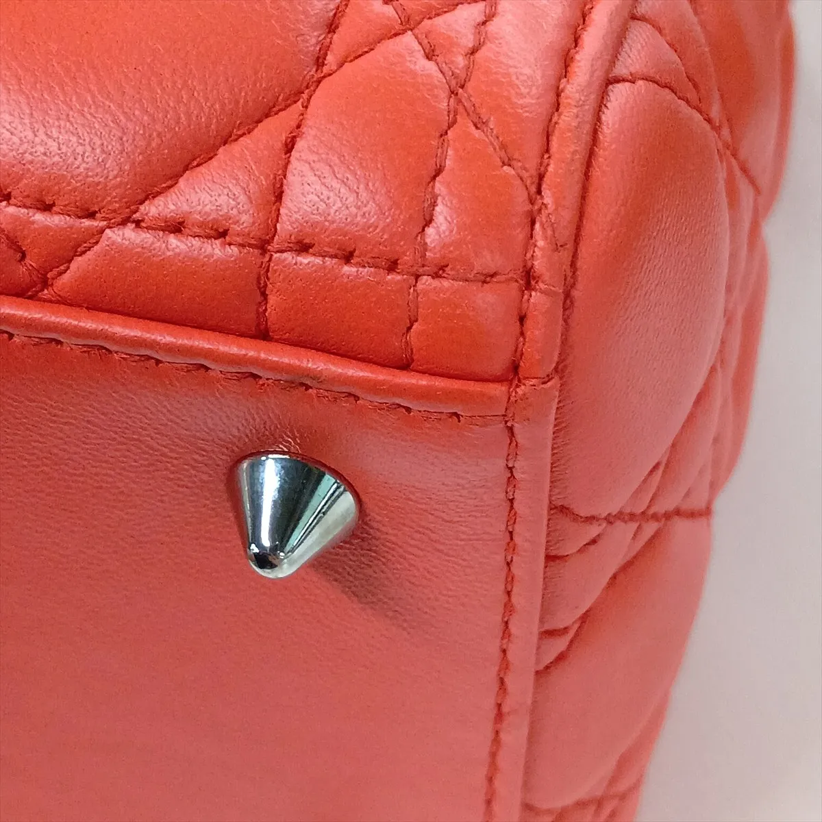 Cannage Lady Dior Leather 2-Way Handbag, Orange — view 13