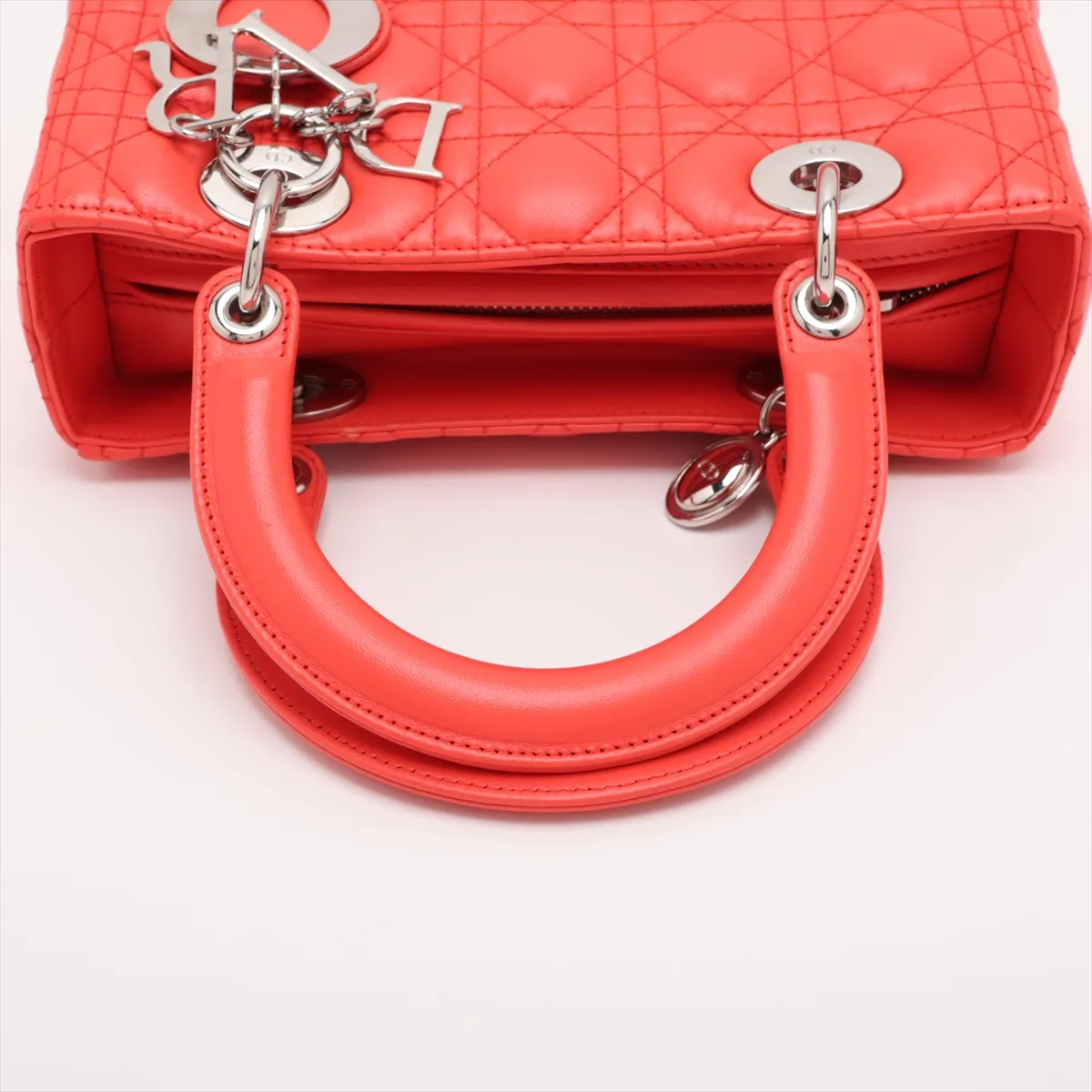 Cannage Lady Dior Leather 2-Way Handbag, Orange — view 5
