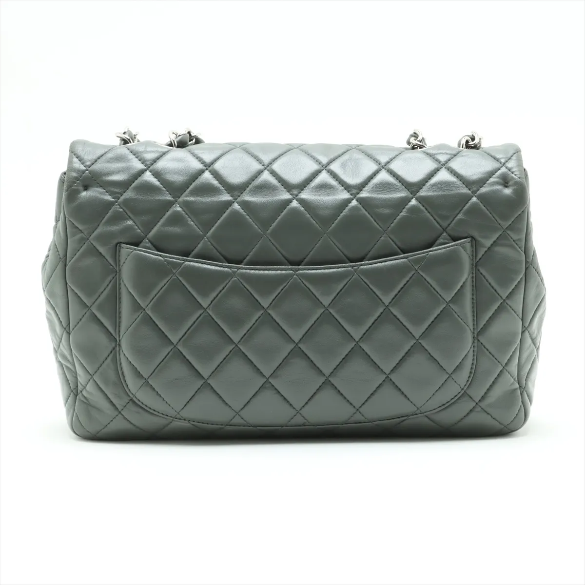 Deca Matelasse 30 Large Lambskin Single Flap Double Chain Bag Gray Silver Hardware 12379706 No. 12 No Zipper Pull A28600 — view 2