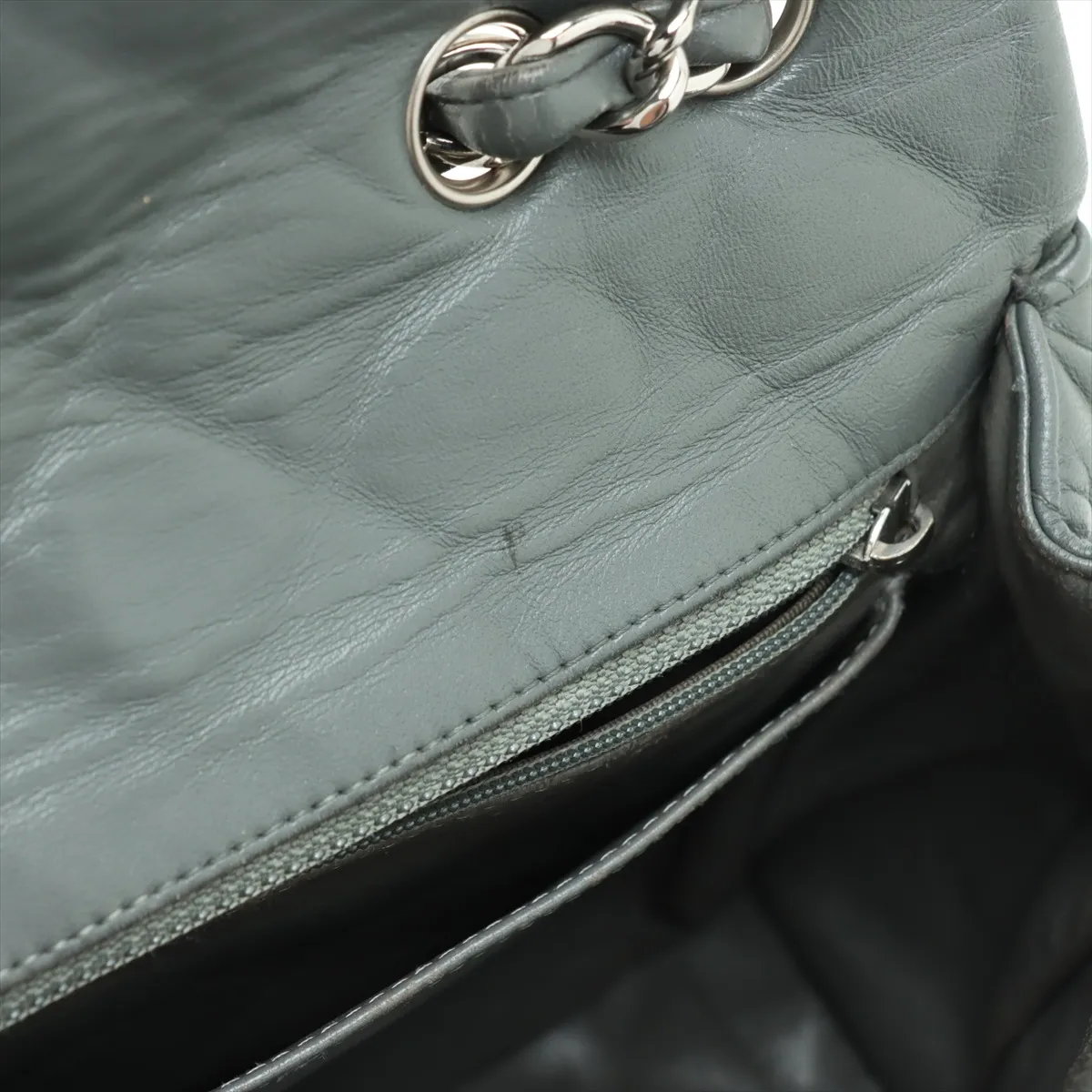 Deca Matelasse 30 Large Lambskin Single Flap Double Chain Bag Gray Silver Hardware 12379706 No. 12 No Zipper Pull A28600 — view 11
