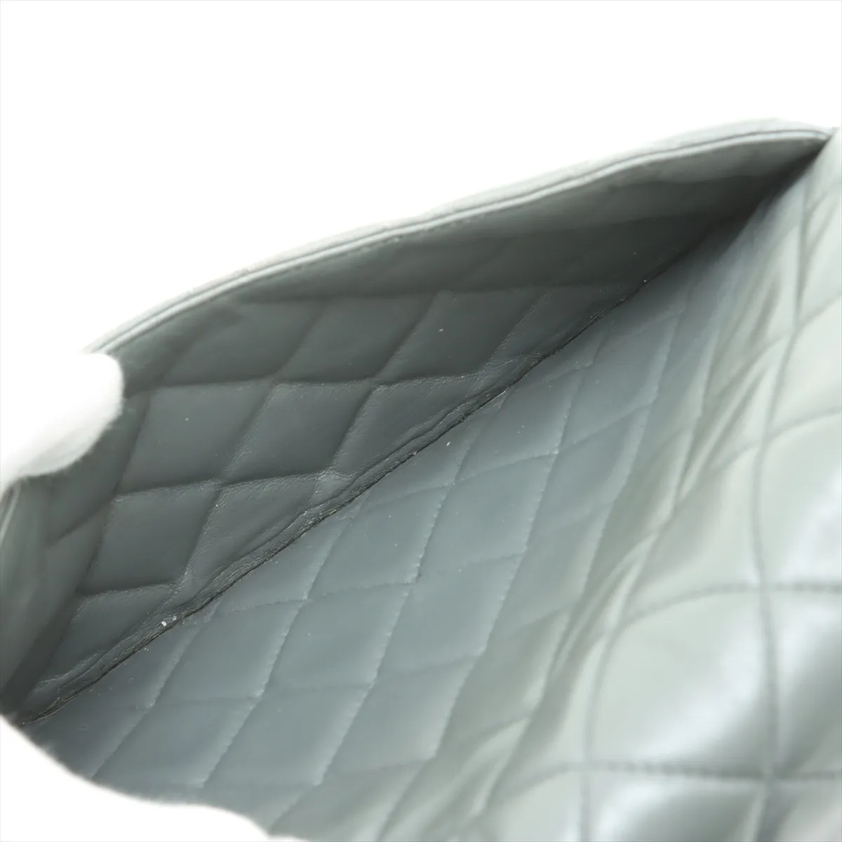 Deca Matelasse 30 Large Lambskin Single Flap Double Chain Bag Gray Silver Hardware 12379706 No. 12 No Zipper Pull A28600 — view 12