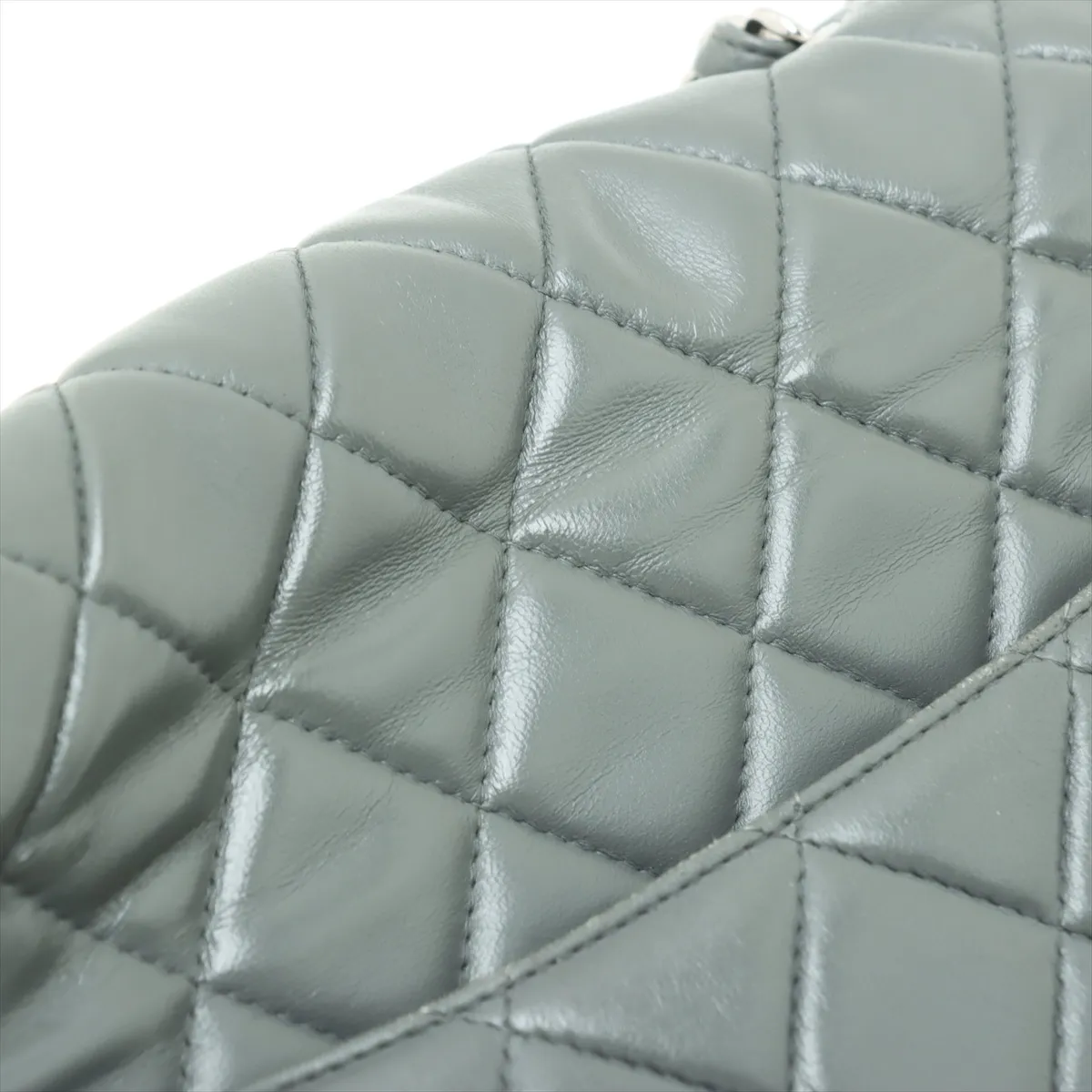Deca Matelasse 30 Large Lambskin Single Flap Double Chain Bag Gray Silver Hardware 12379706 No. 12 No Zipper Pull A28600 — view 13