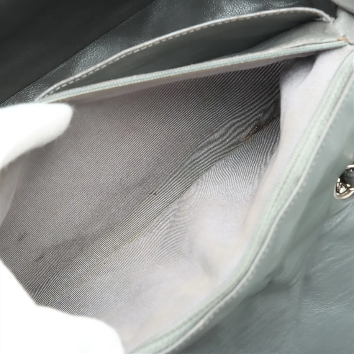 Deca Matelasse 30 Large Lambskin Single Flap Double Chain Bag Gray Silver Hardware 12379706 No. 12 No Zipper Pull A28600 — view 8