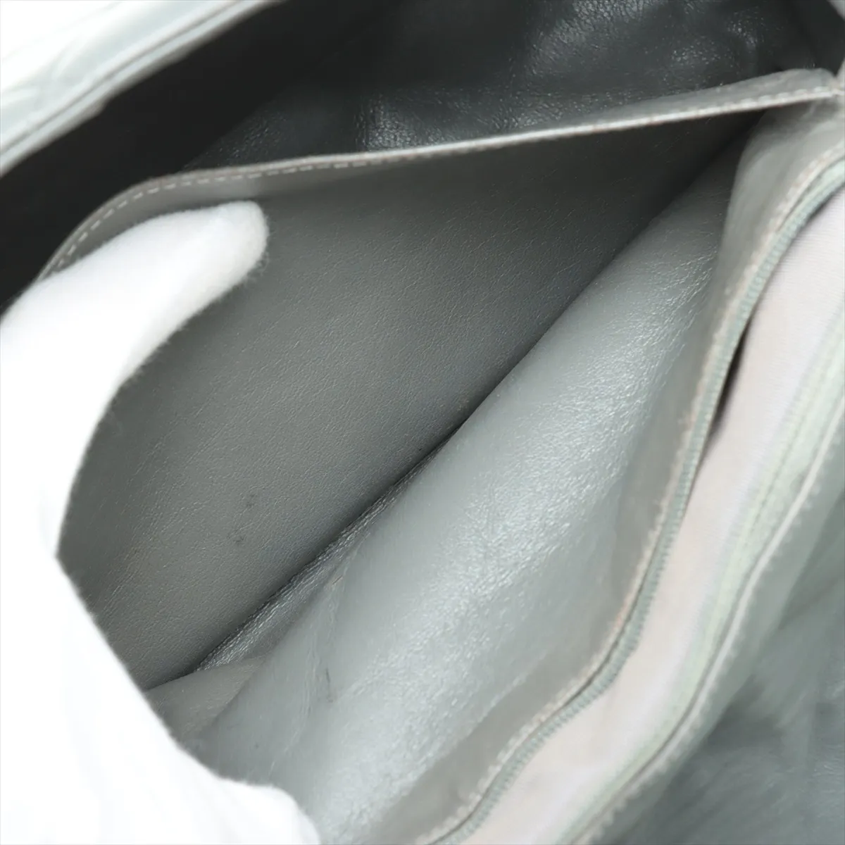 Deca Matelasse 30 Large Lambskin Single Flap Double Chain Bag Gray Silver Hardware 12379706 No. 12 No Zipper Pull A28600 — view 9