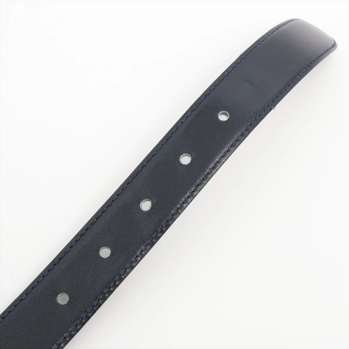 Triomphe Belt 65 Leather x GP Navy x Gold. Shows signs of wear, — view 3