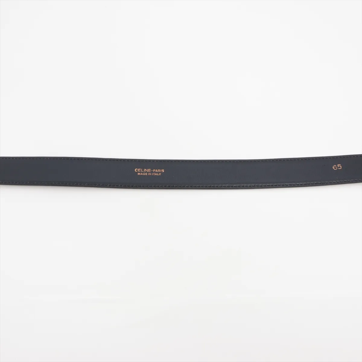 Triomphe Belt 65 Leather x GP Navy x Gold. Shows signs of wear, — view 4