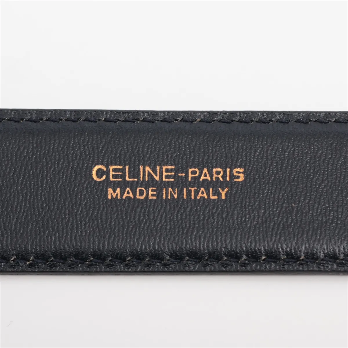 Triomphe Belt 65 Leather x GP Navy x Gold. Shows signs of wear, — view 5
