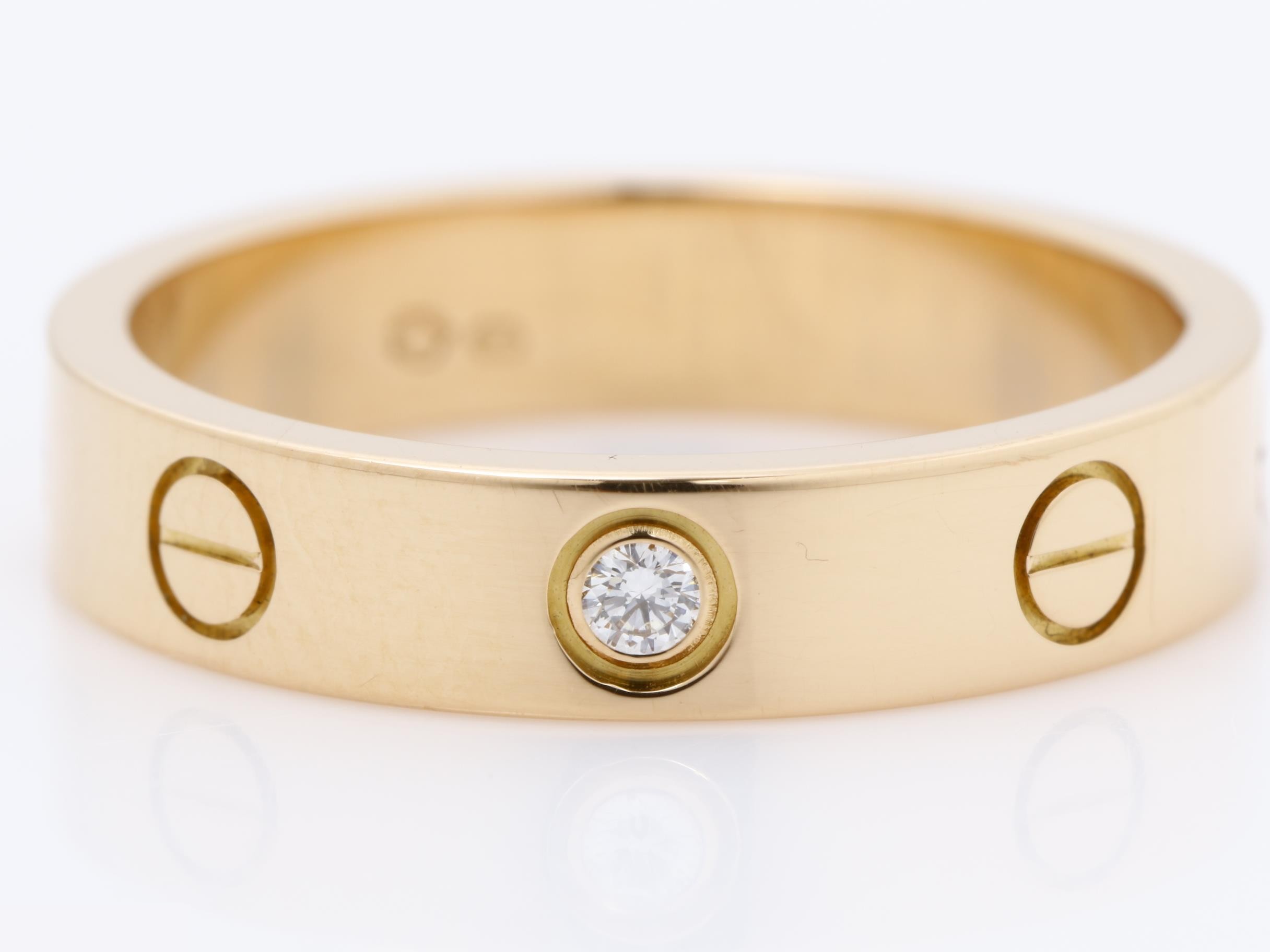 Au750PG Mini Love Diamond Ring, Size 51, 4.2g, Approx. 3.8mm Width — view 2
