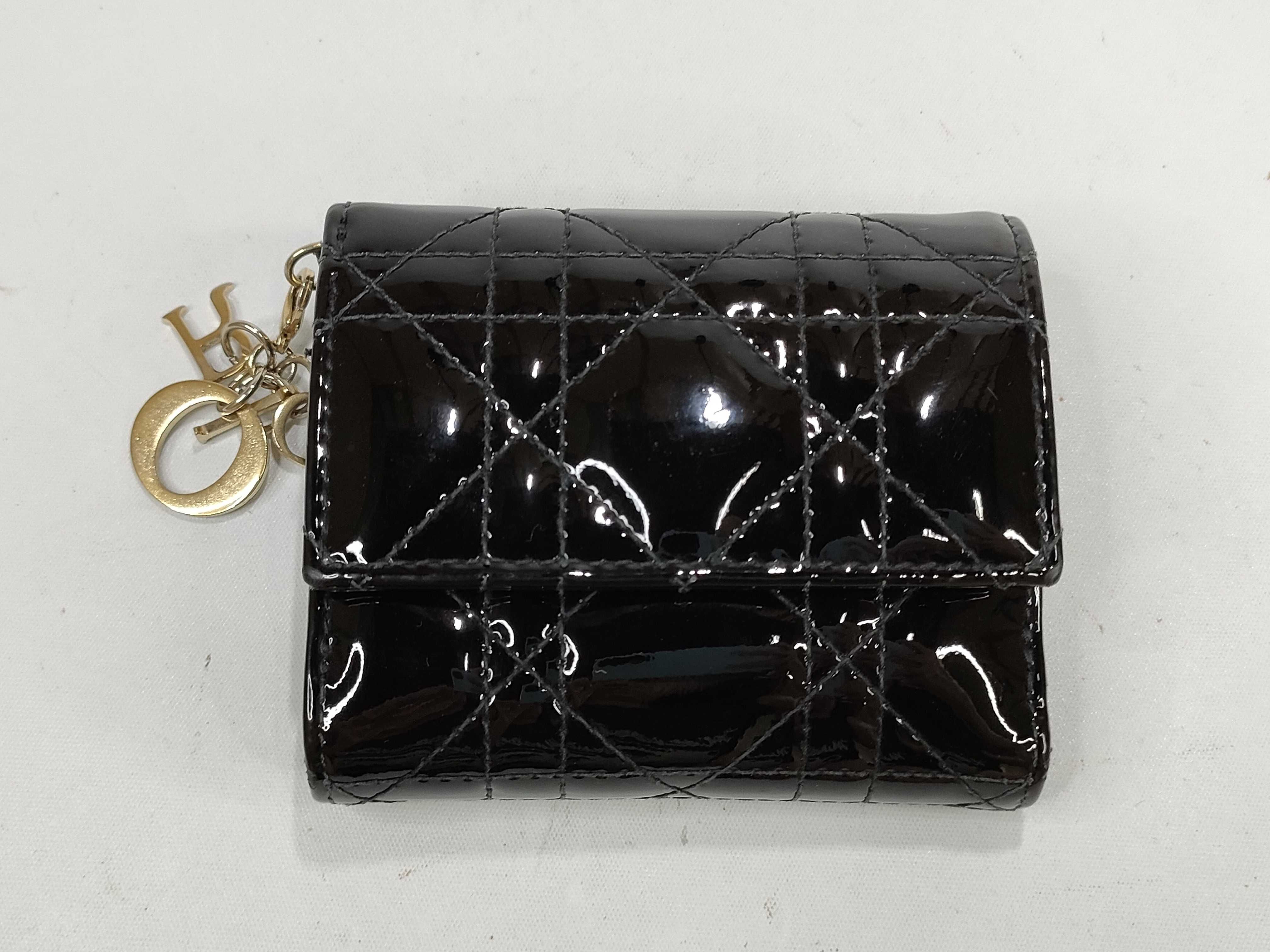 Lady Dior Lady Enamel Trifold Wallet