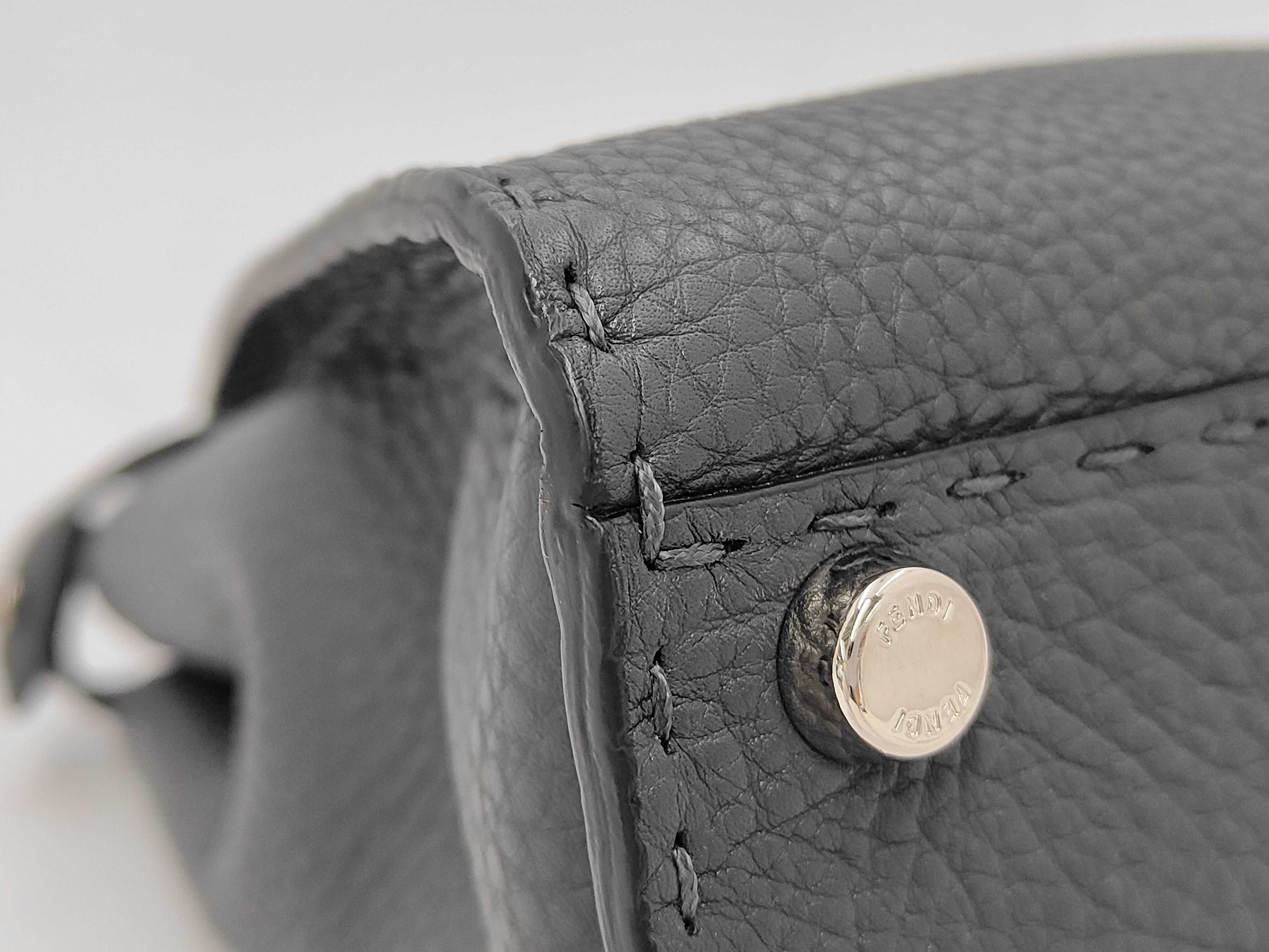 Peekaboo Regular Selleria Leather 2-Way Handbag, Gray, 8BN290, with Strap — view 4