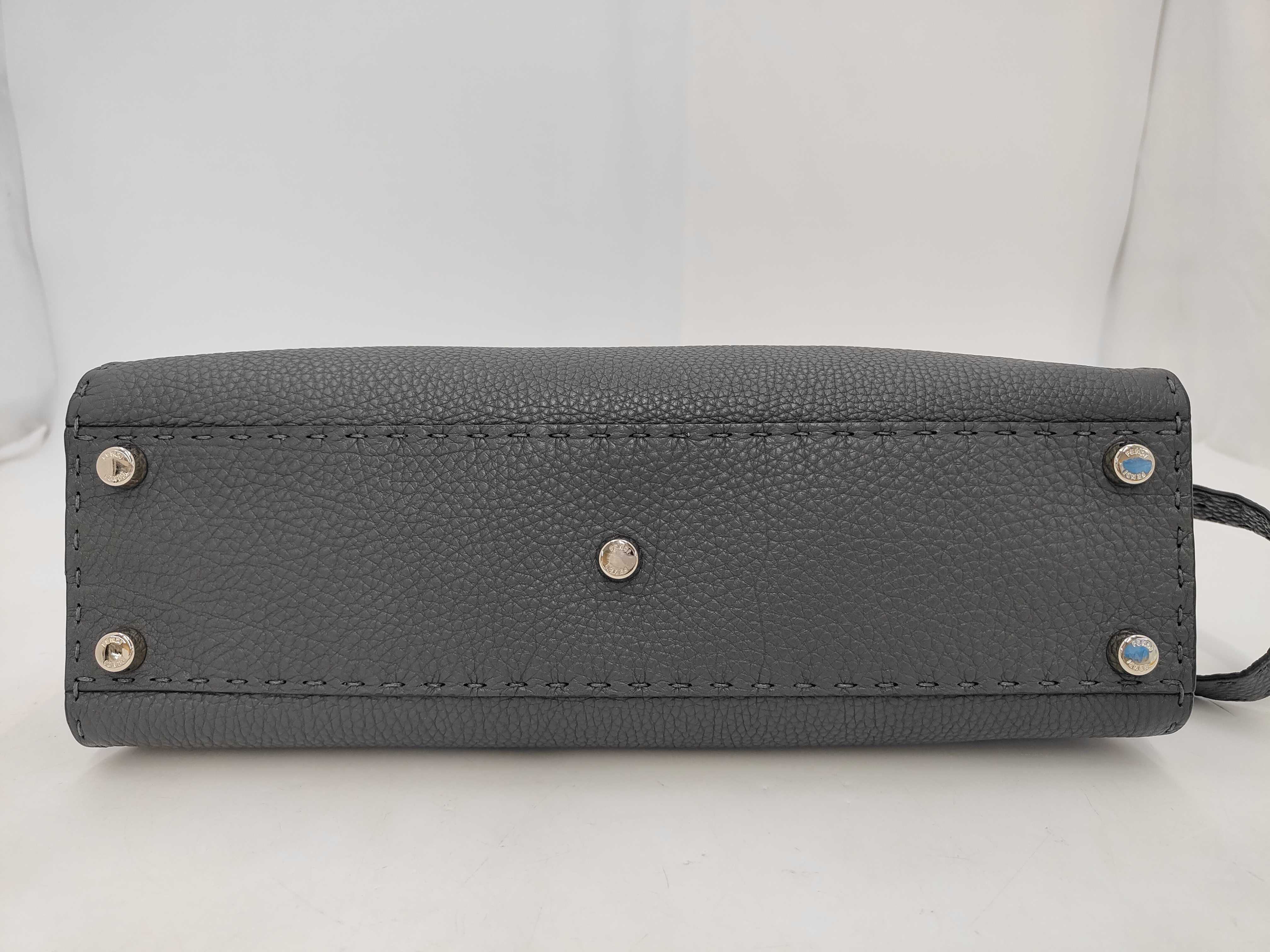 Peekaboo Regular Selleria Leather 2-Way Handbag, Gray, 8BN290, with Strap — view 5