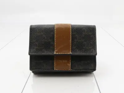 Wallet, Triomphe Canvas, Small Trifold Wallet, Black, Brown