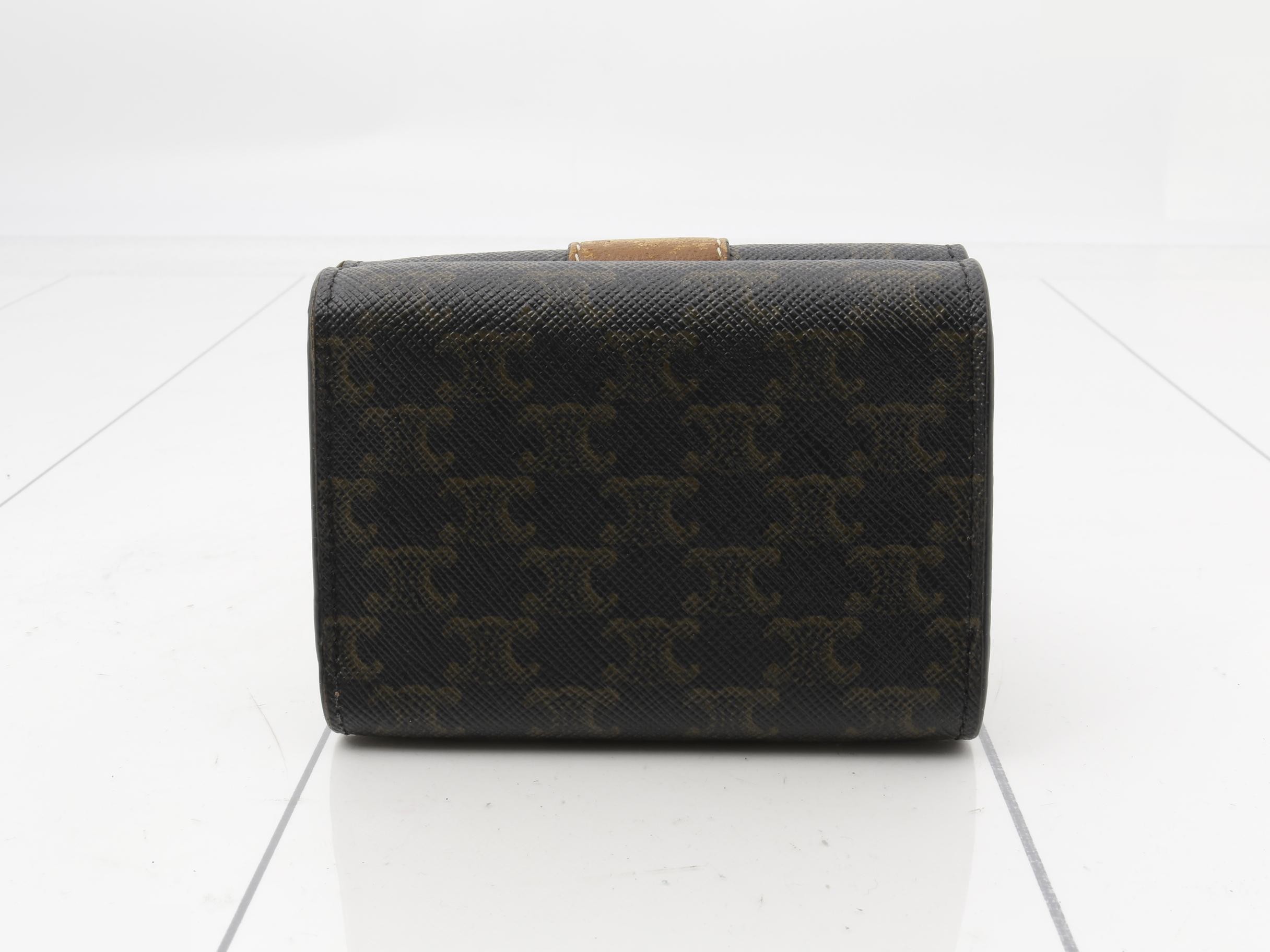 Wallet, Triomphe Canvas, Small Trifold Wallet, Black, Brown — view 2