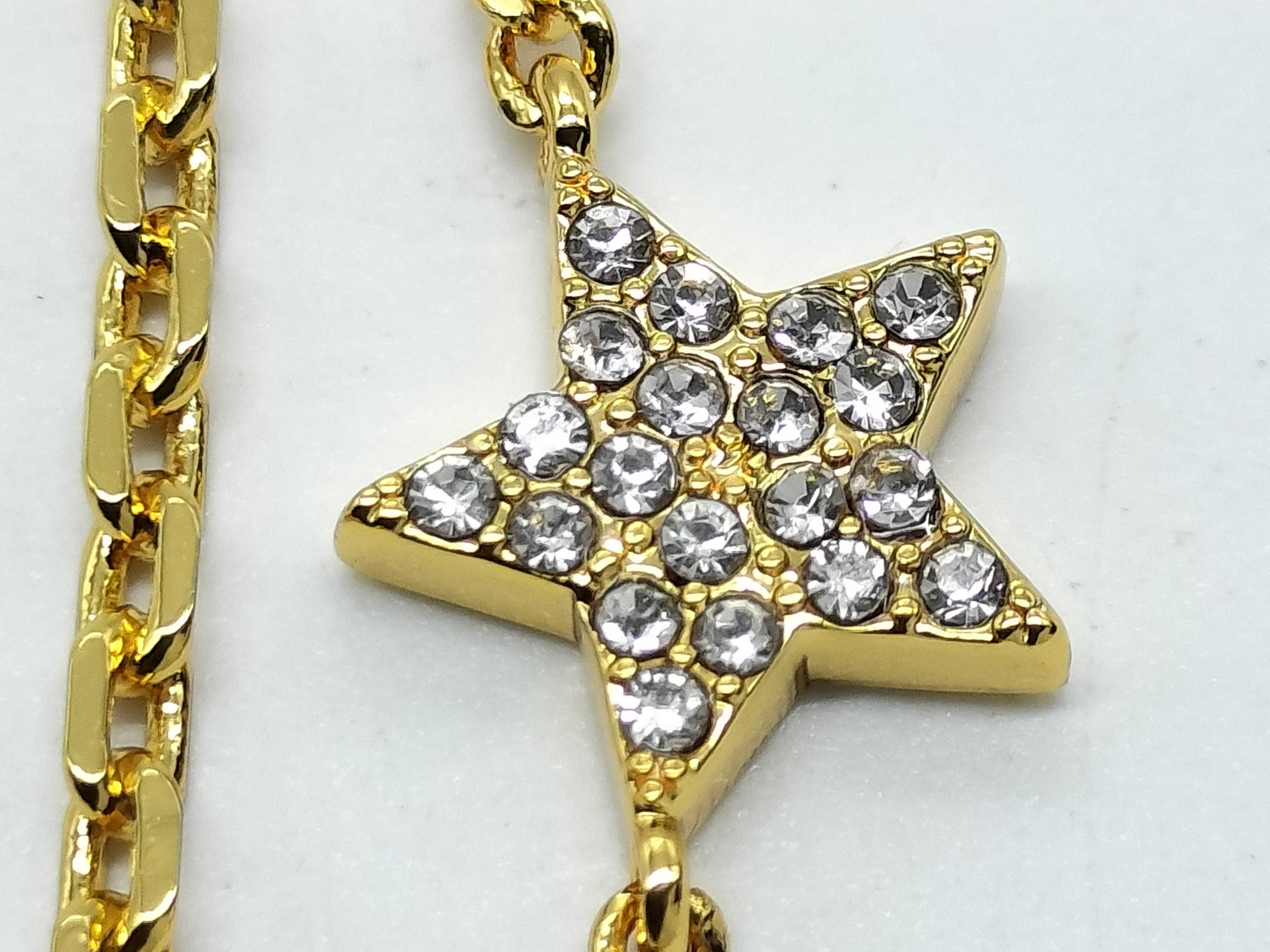 Necklace CD Logo Star Double Chain Clear Stone Necklace — view 2