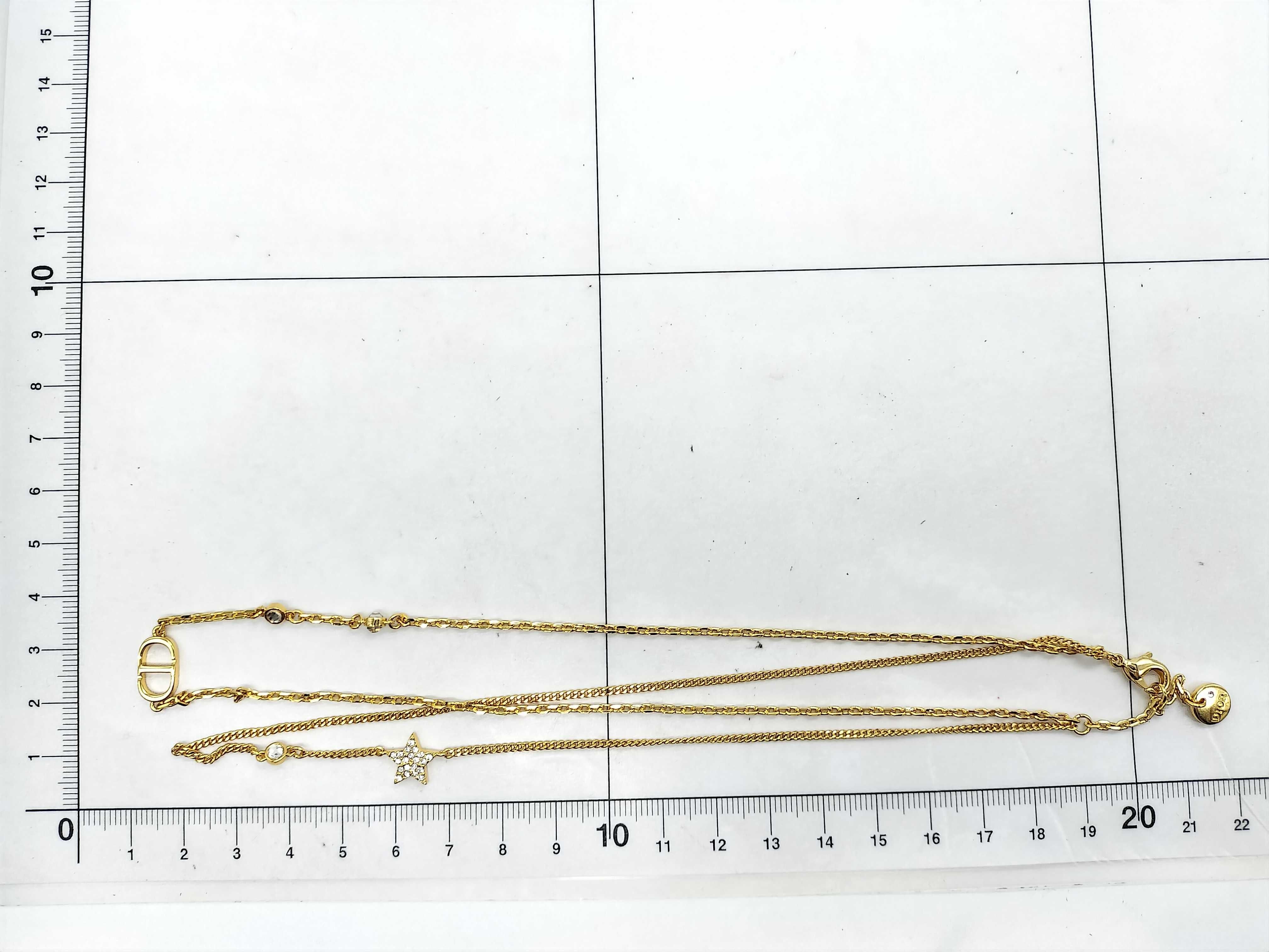 Necklace CD Logo Star Double Chain Clear Stone Necklace — view 8