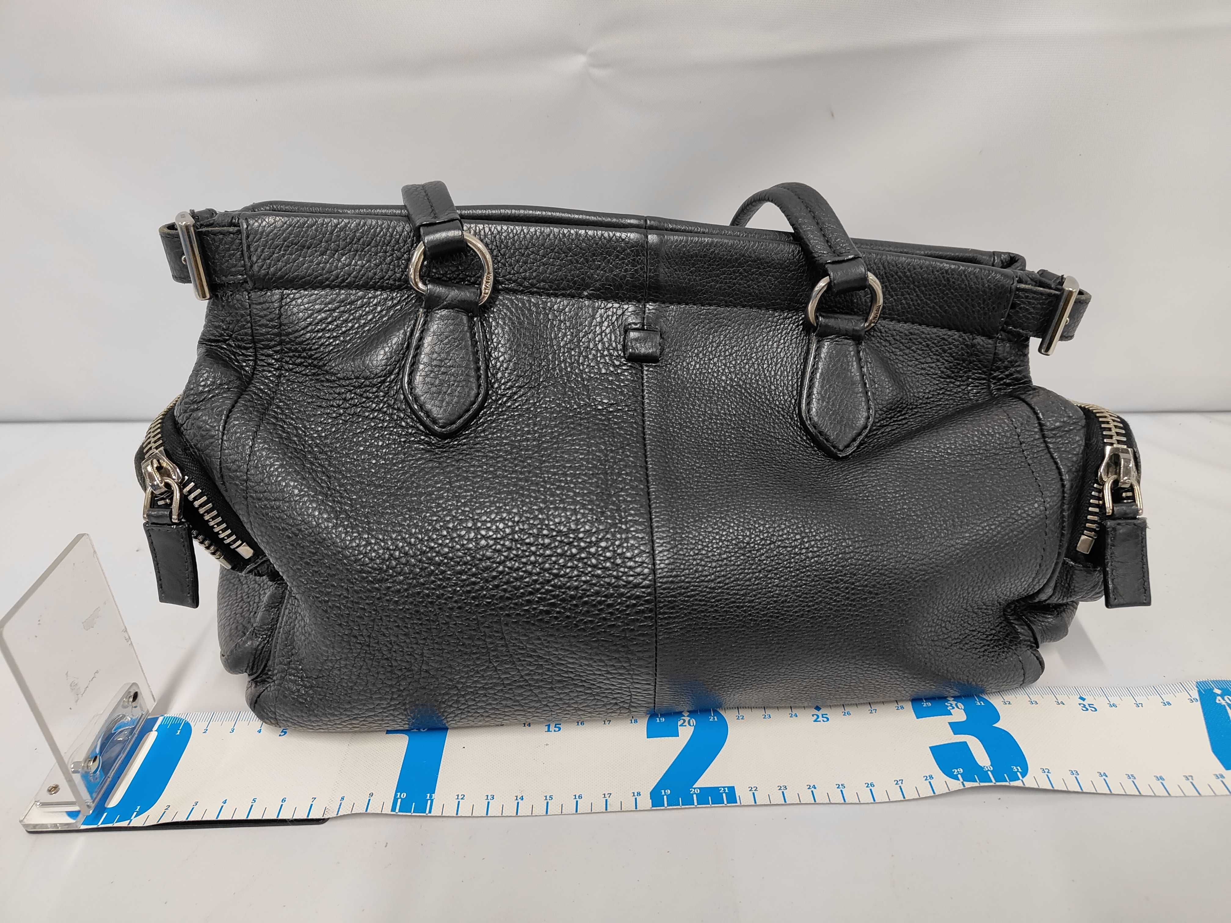 handbag, leather, triangular logo handbag — view 2