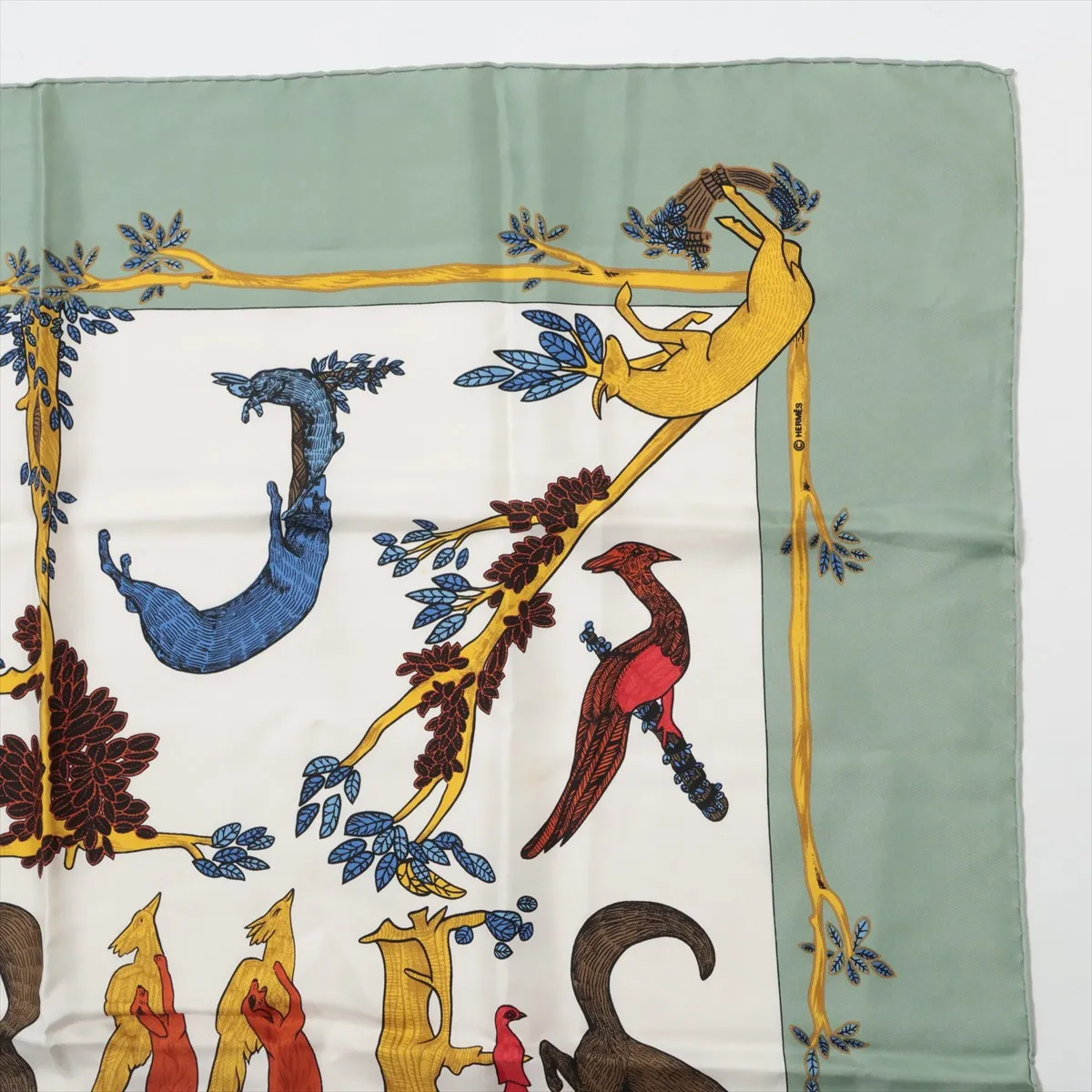 Carre 90 Scarf, Silk, Sage, — view 3