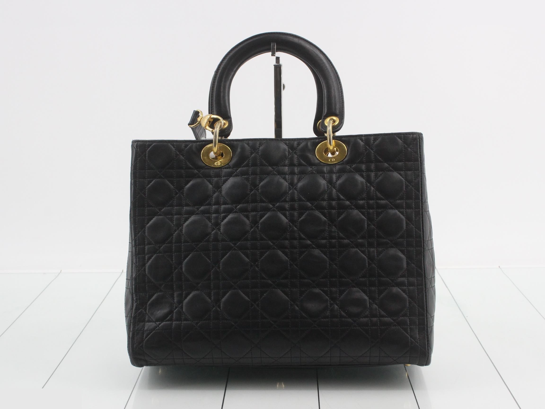 Lady Dior Large 2-Way Lambskin Shoulder Bag/Handbag — view 2