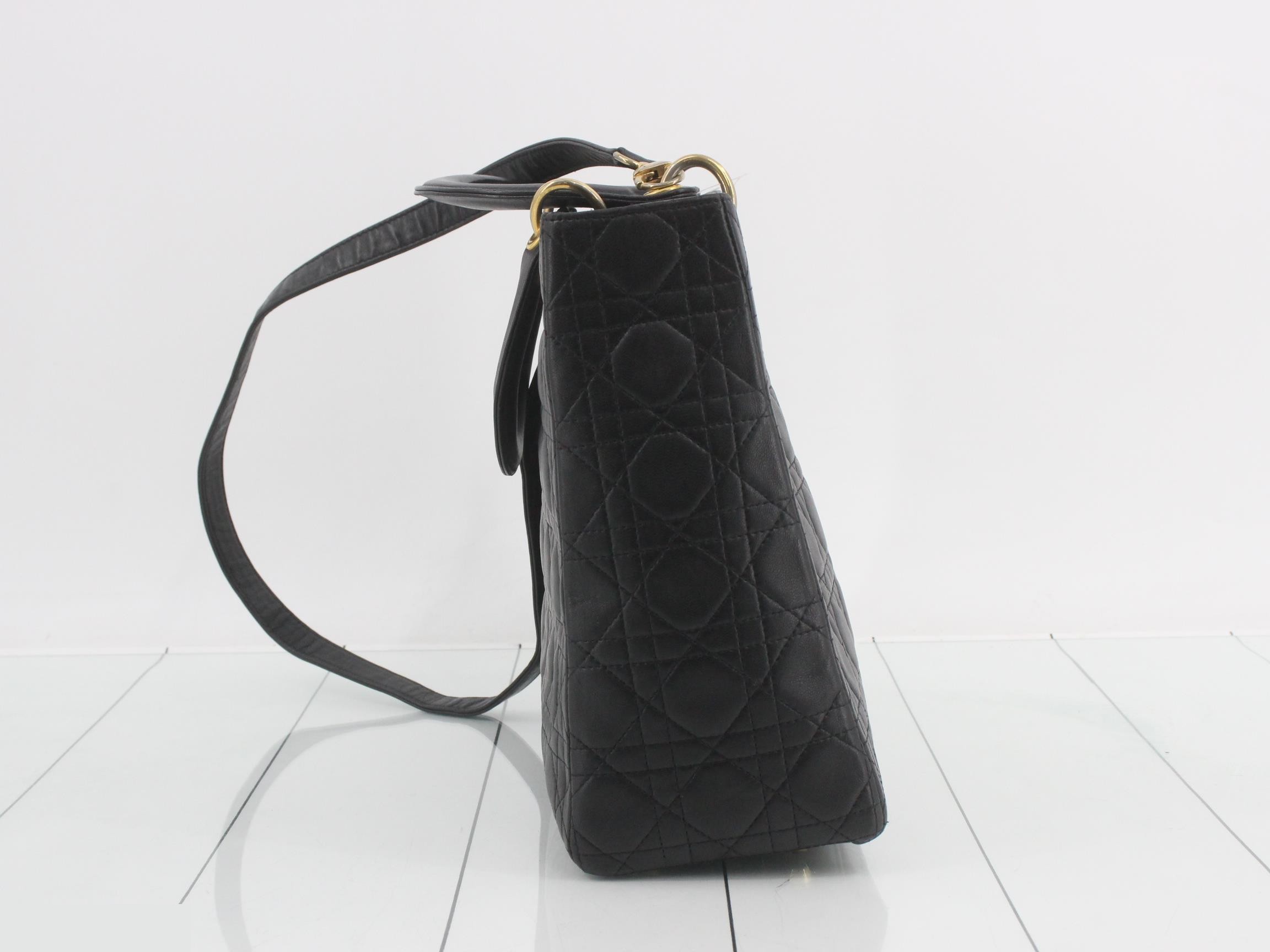 Lady Dior Large 2-Way Lambskin Shoulder Bag/Handbag — view 4