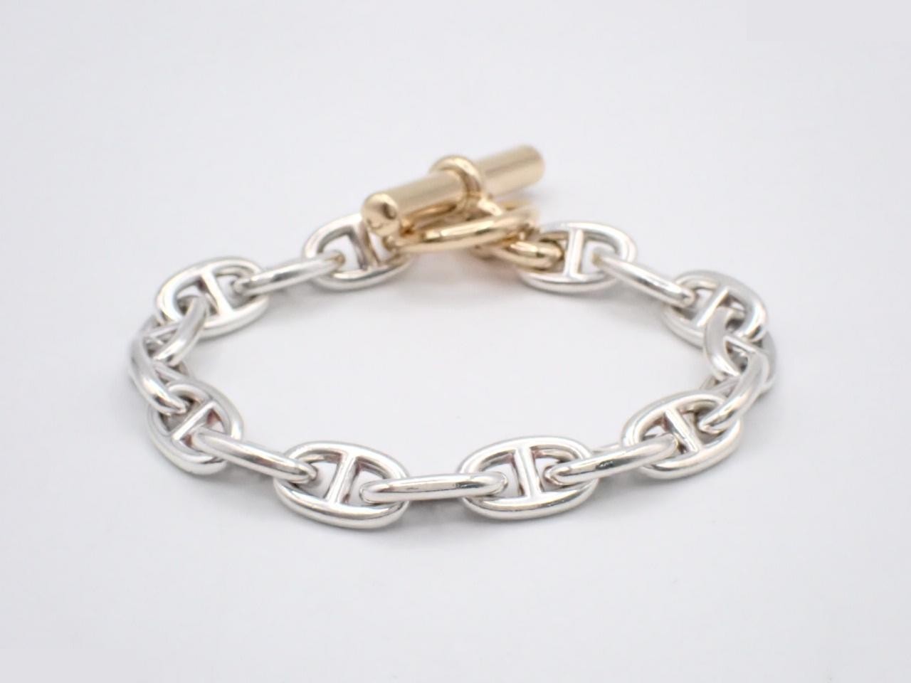 Cursive script, 750YG x SV combination, Chaine d'Ancre, MM, 17 links — view 2