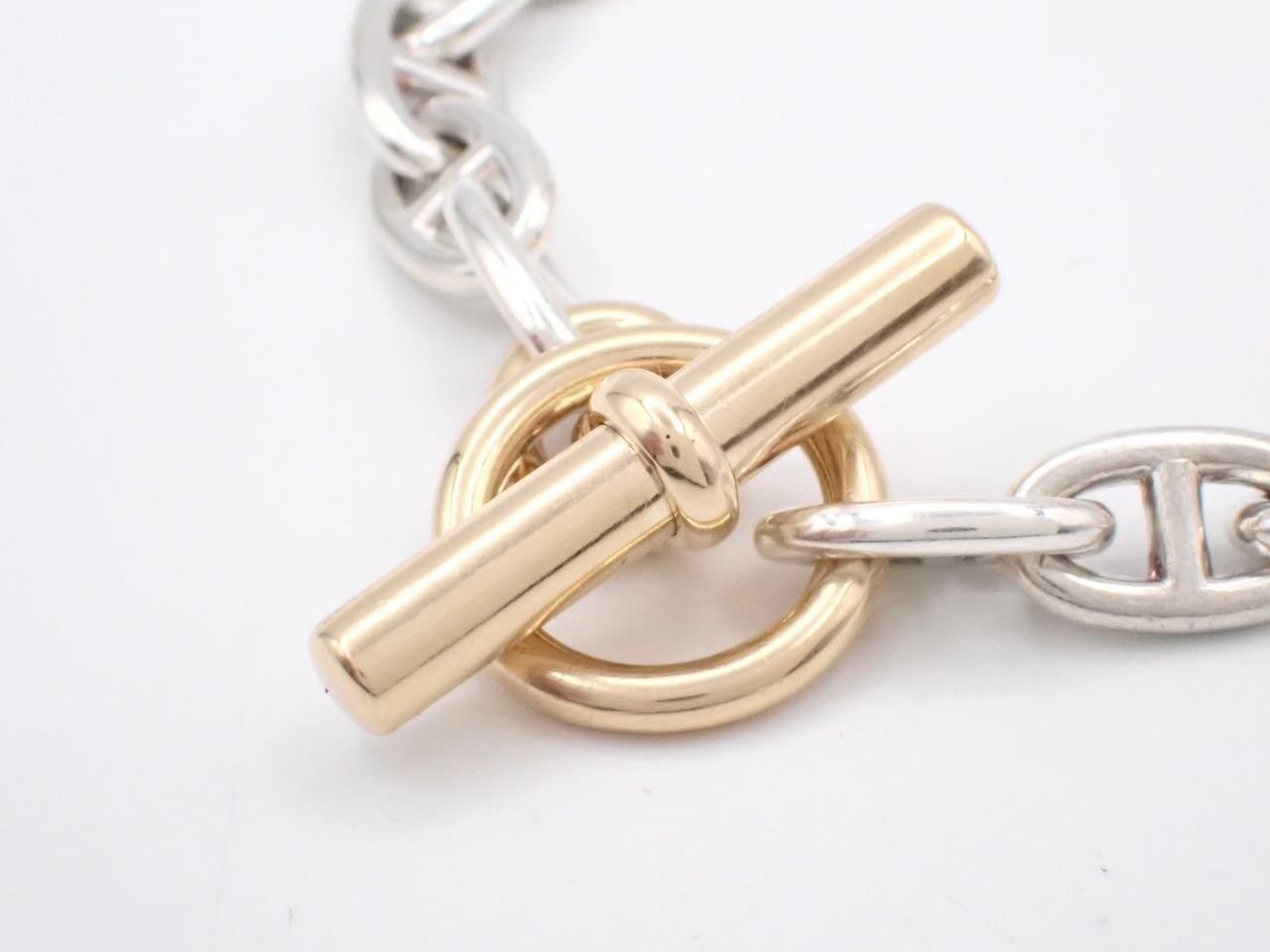 Cursive script, 750YG x SV combination, Chaine d'Ancre, MM, 17 links — view 3