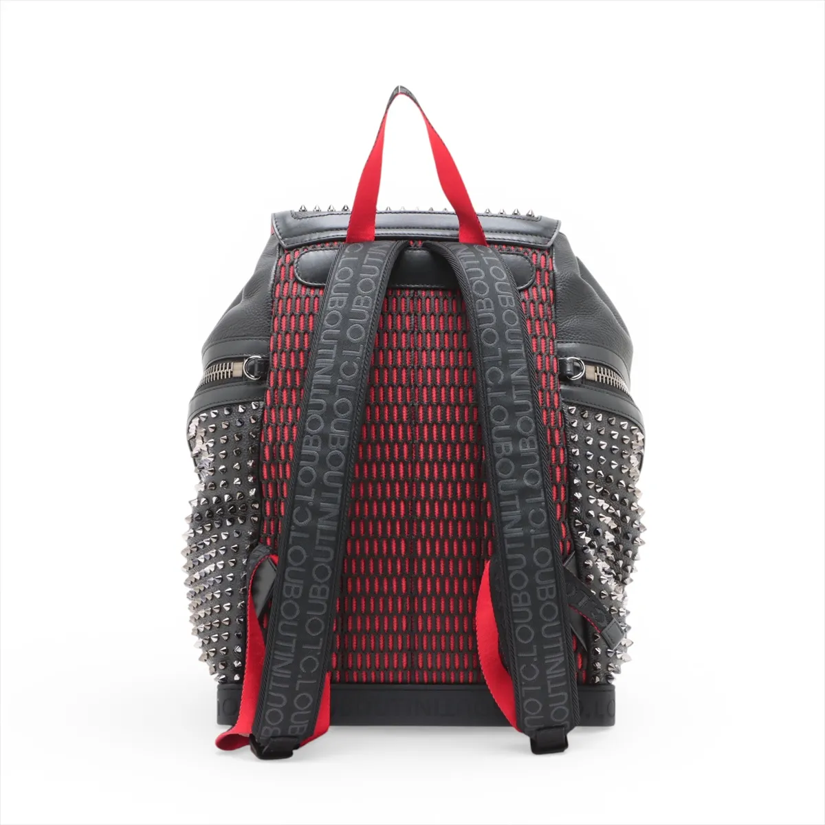 Spike Stud Explorer Funk Leather x Rubber Backpack/Rucksack, Black — view 2