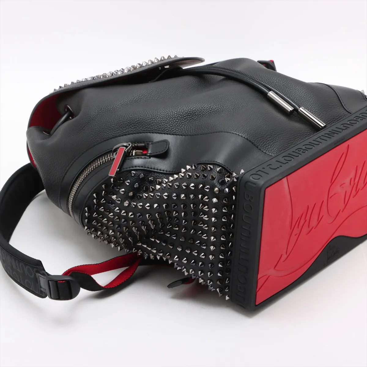 Spike Stud Explorer Funk Leather x Rubber Backpack/Rucksack, Black — view 4