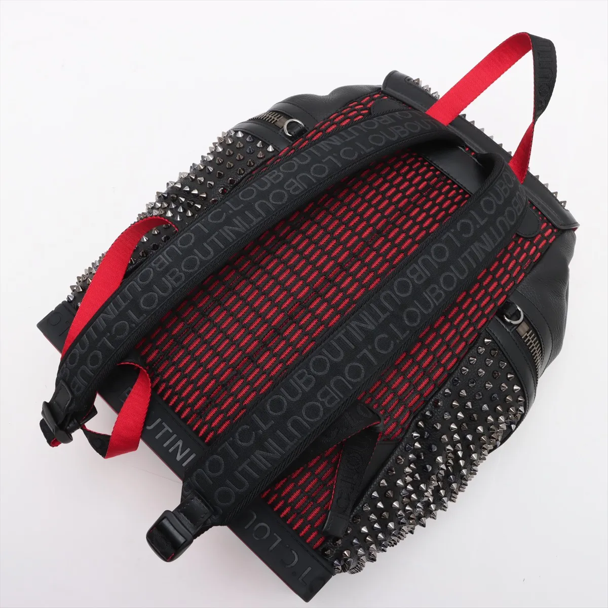 Spike Stud Explorer Funk Leather x Rubber Backpack/Rucksack, Black — view 5