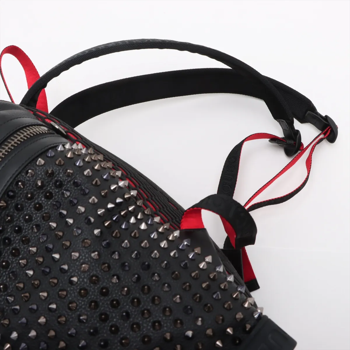 Spike Stud Explorer Funk Leather x Rubber Backpack/Rucksack, Black — view 6