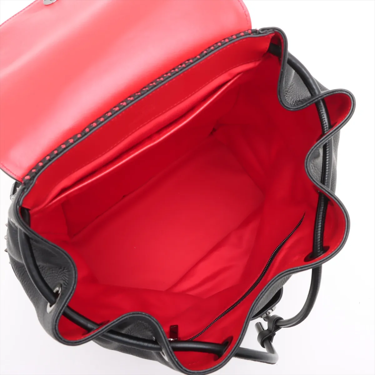Spike Stud Explorer Funk Leather x Rubber Backpack/Rucksack, Black — view 8