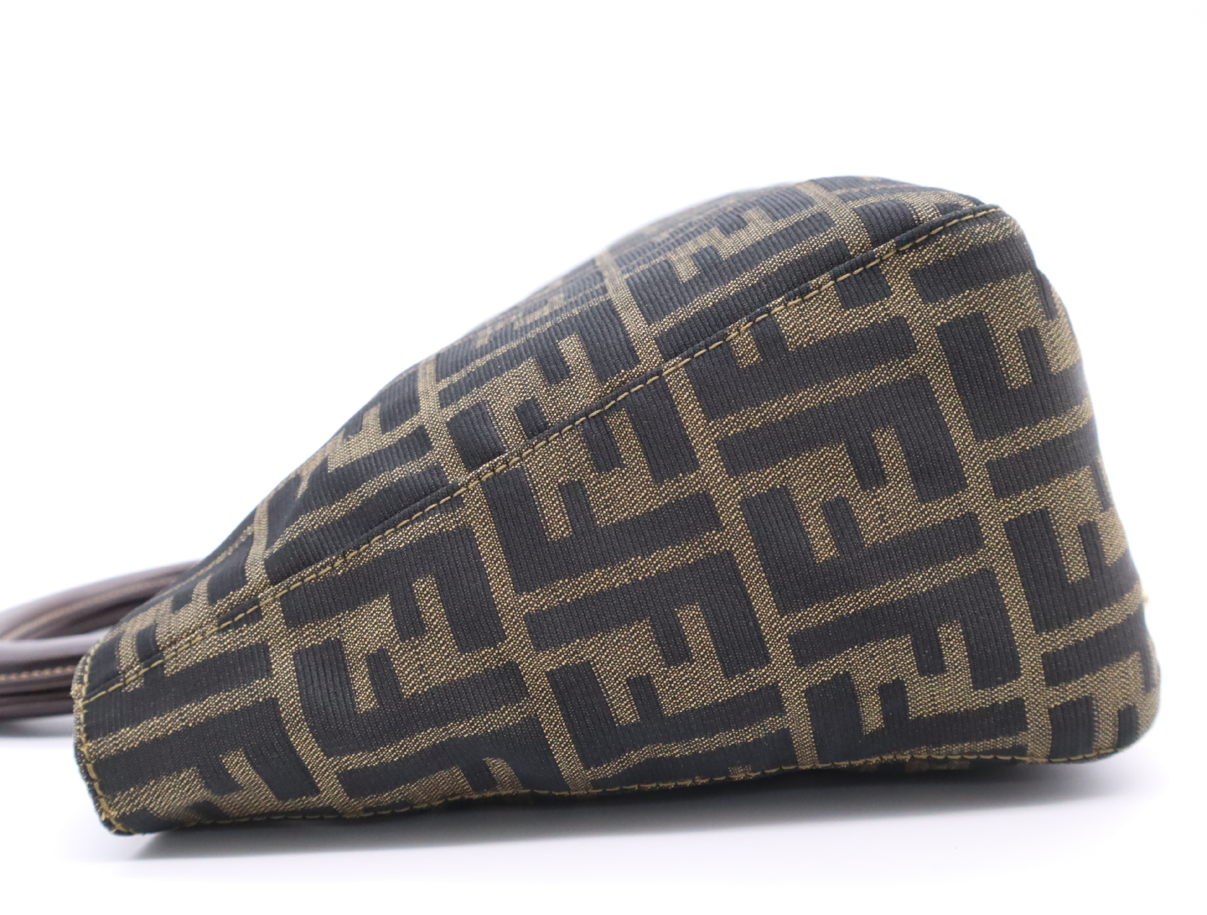 26329 Canvas Zucca Handbag, Brown, with Dust Bag — view 3