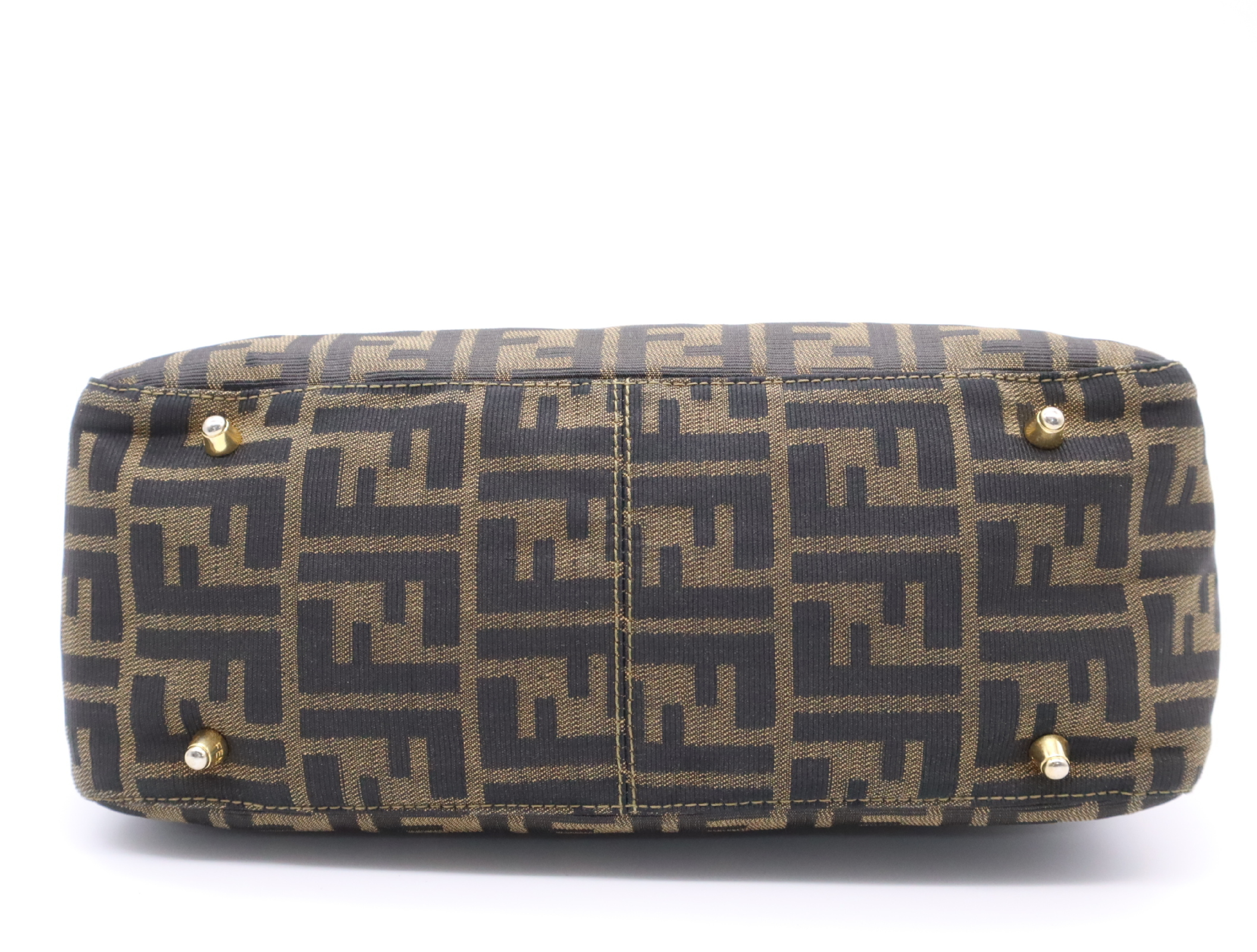 26329 Canvas Zucca Handbag, Brown, with Dust Bag — view 4