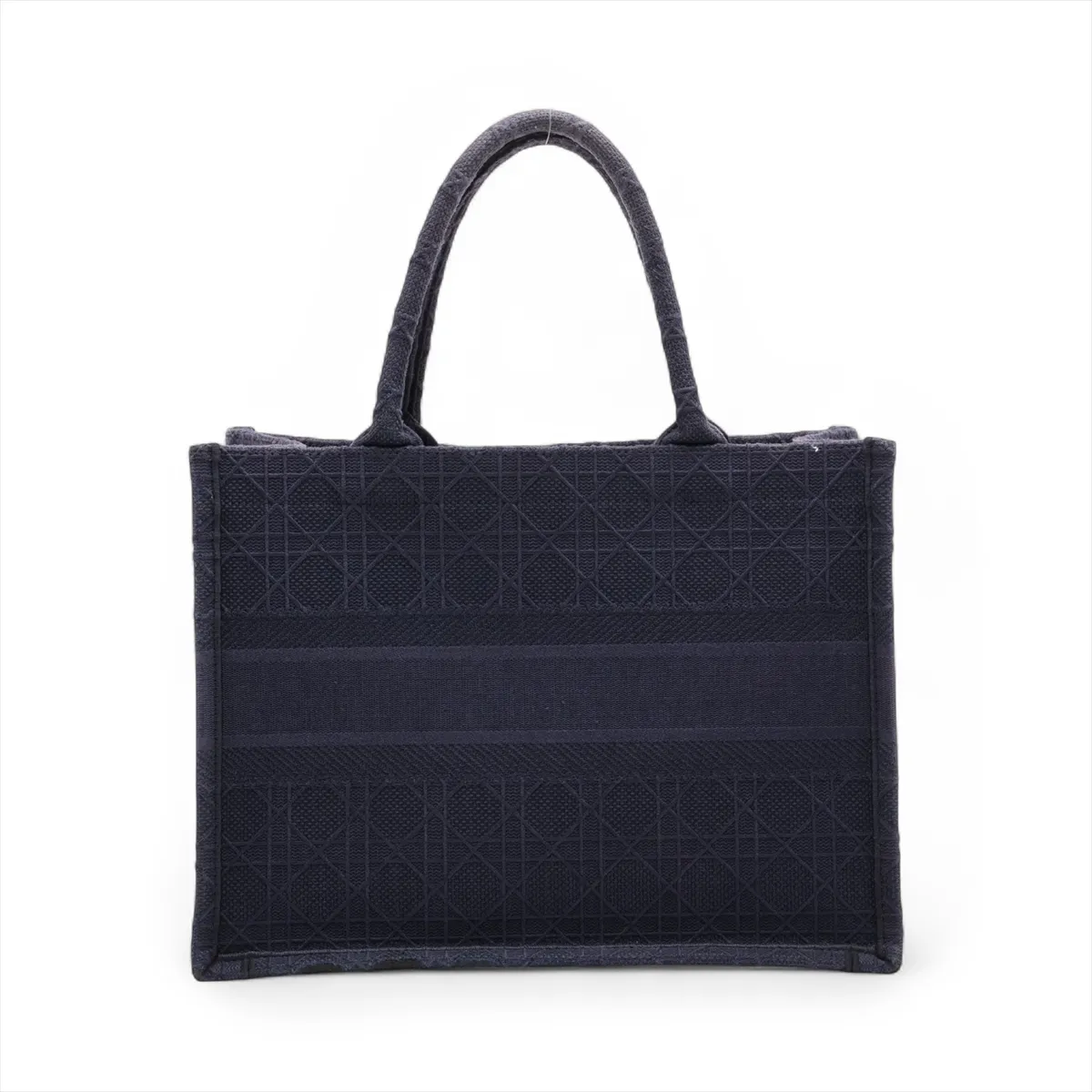 Cannage Book Tote Canvas Tote Bag Navy — view 2