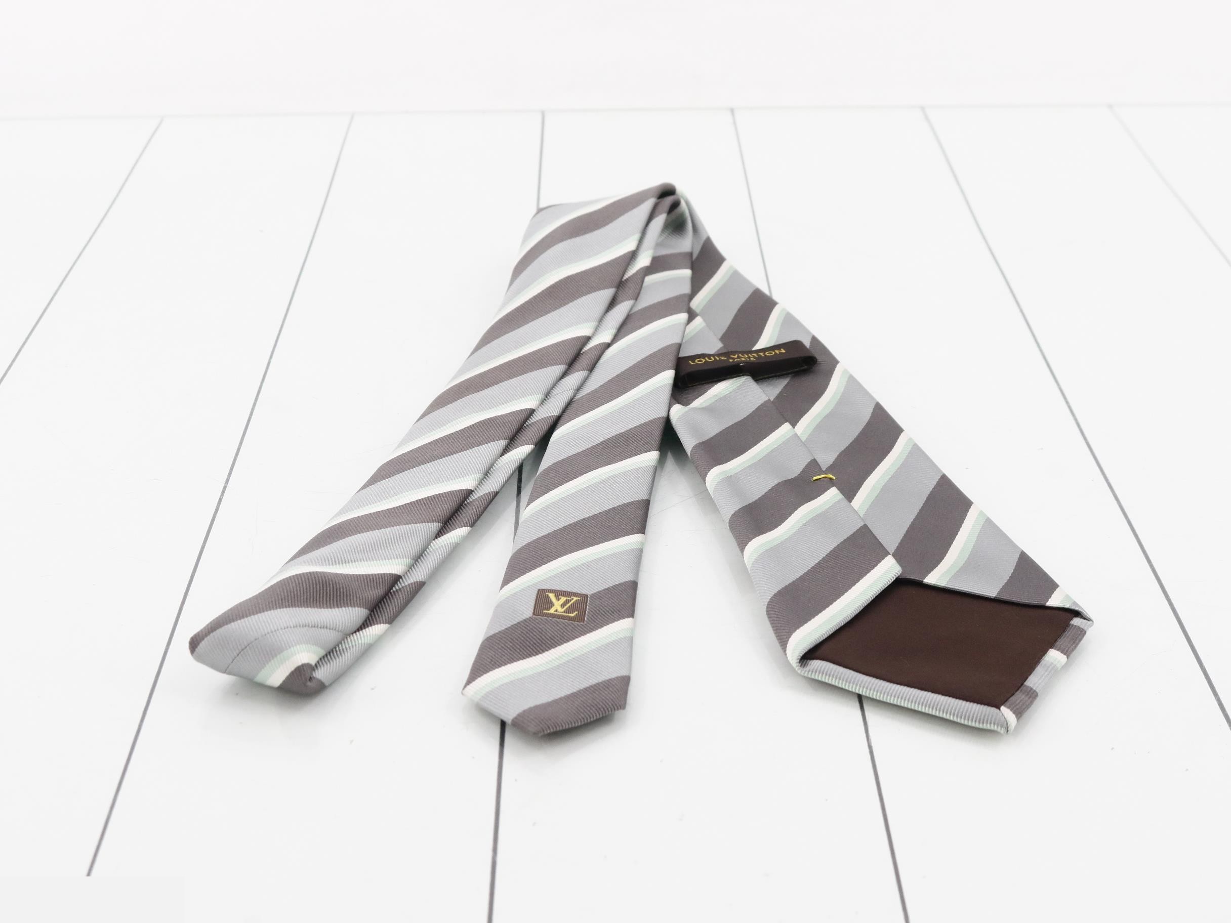 Gray striped necktie — view 2