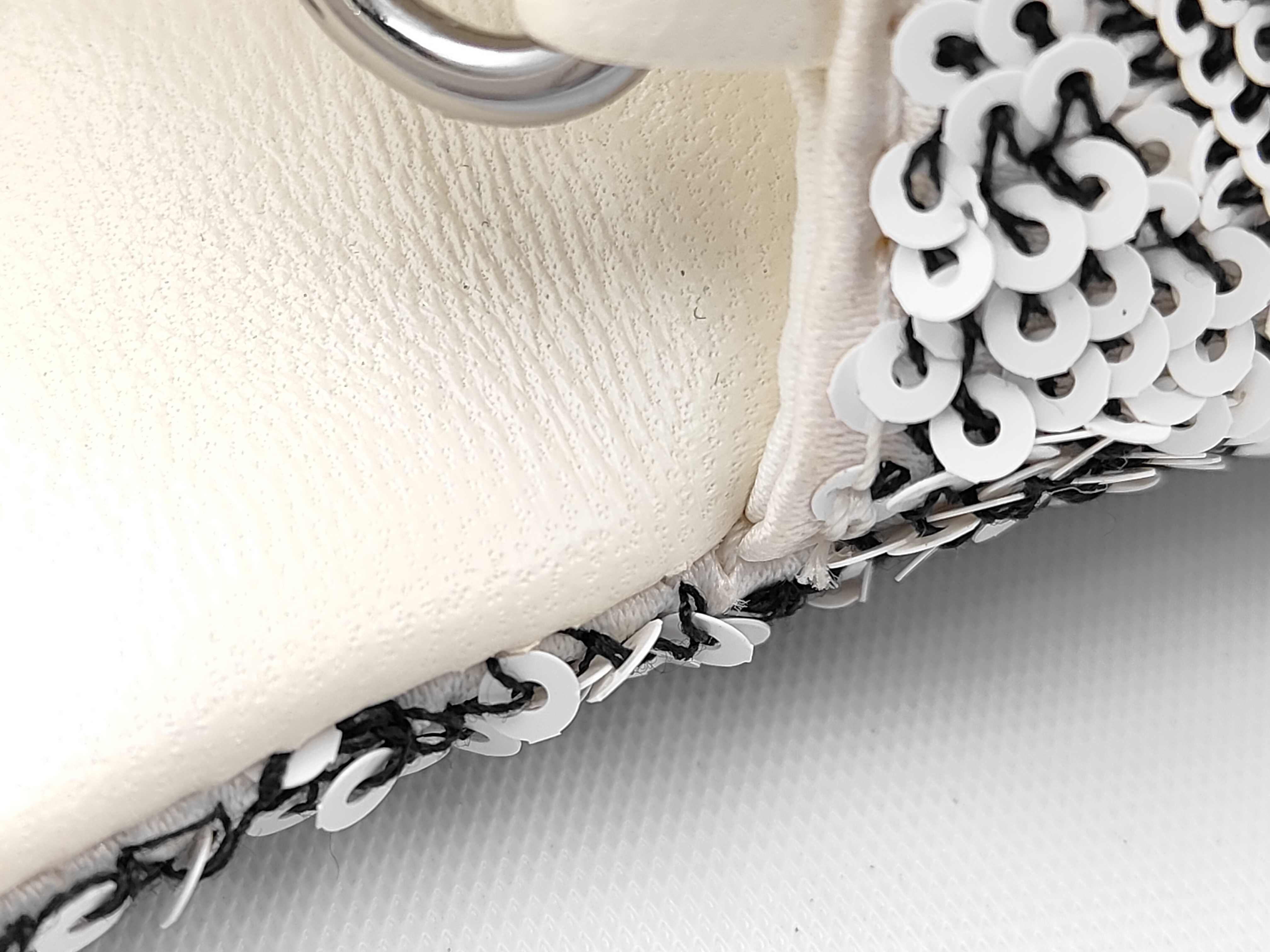 Mini Matelassé Chain Shoulder Bag with Sequins, Gray — view 8