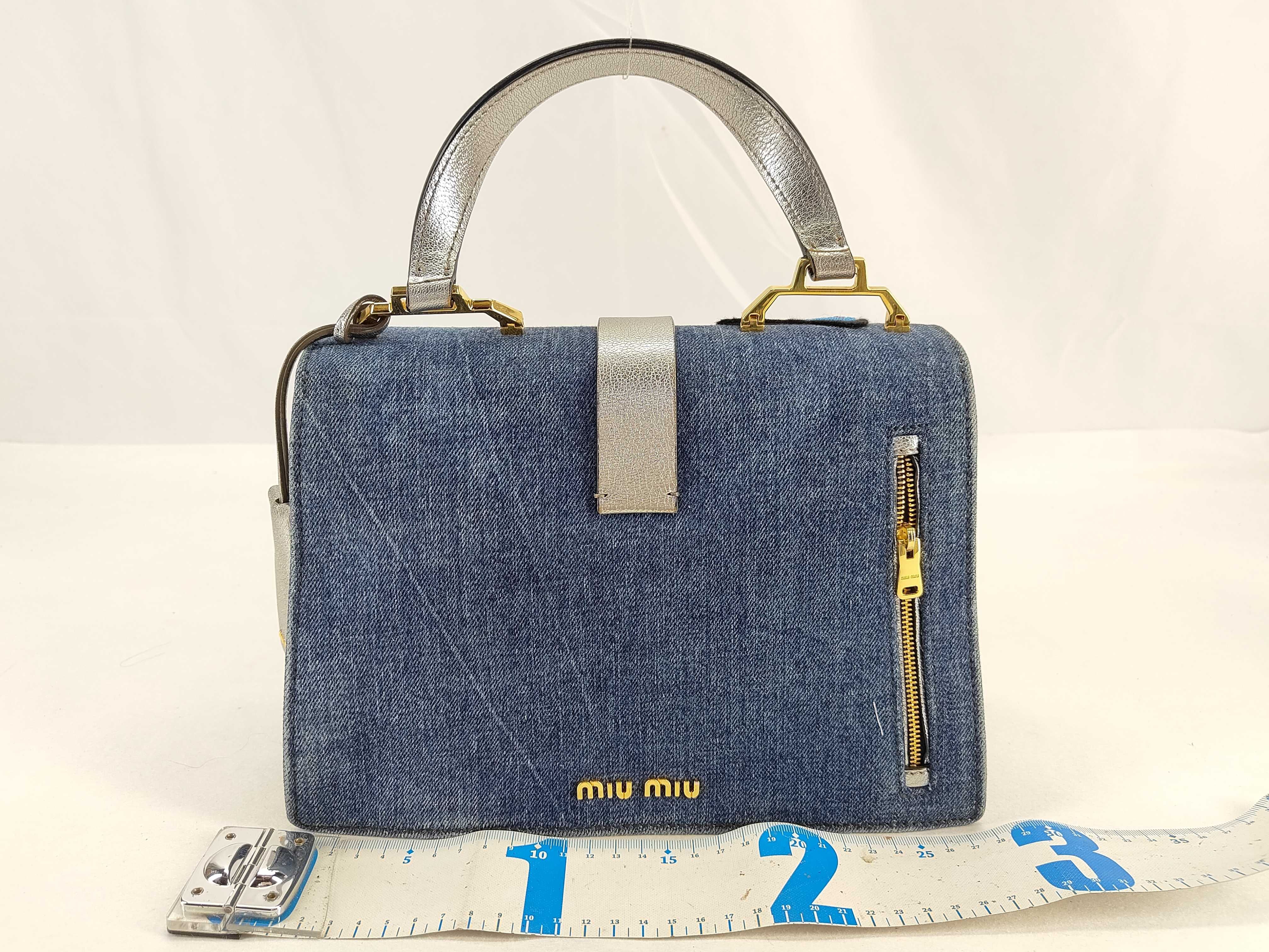 Denim x Beads 2-Way Handbag, Blue, 5BA108 (Handbag) — view 2