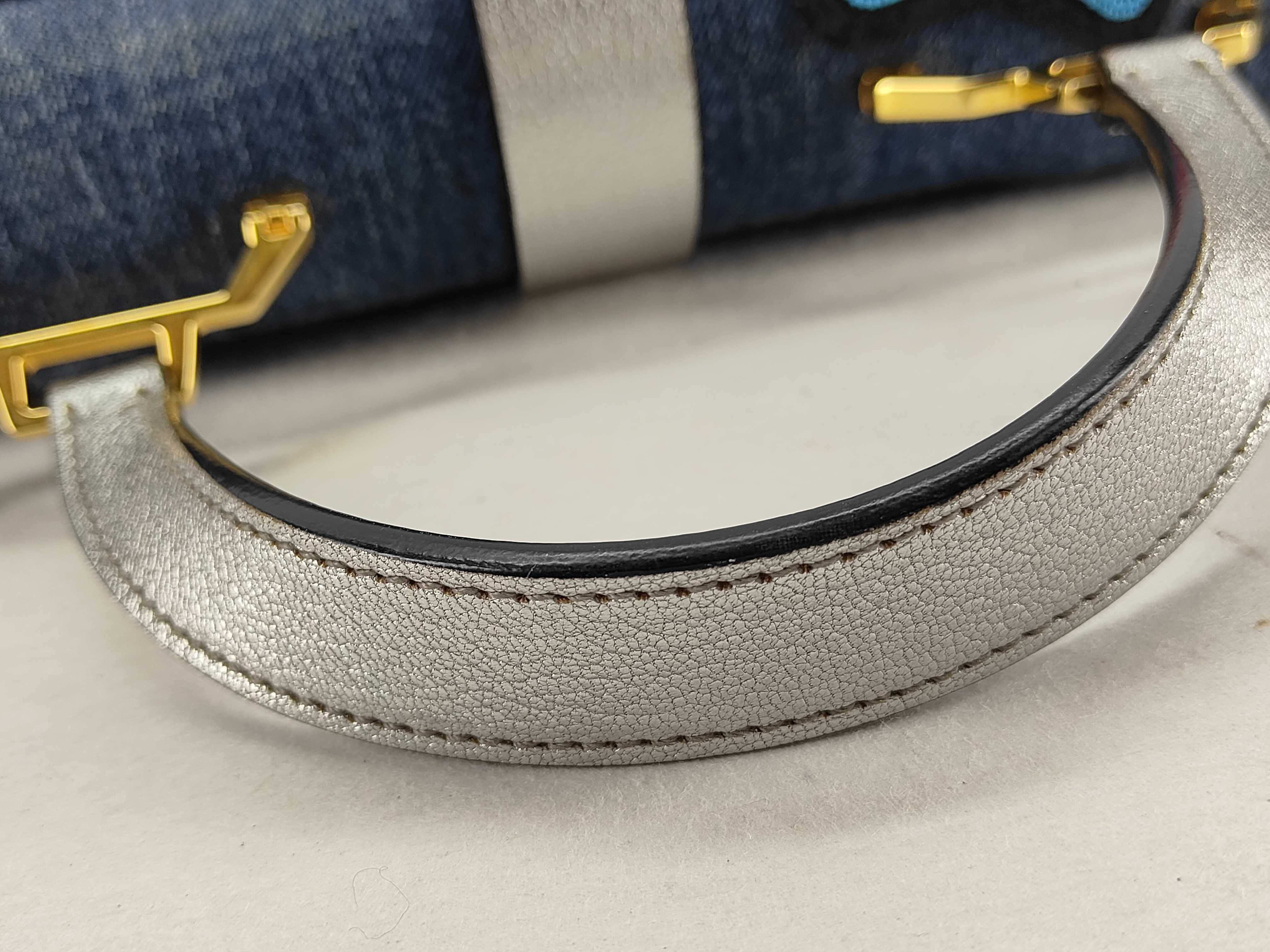 Denim x Beads 2-Way Handbag, Blue, 5BA108 (Handbag) — view 5
