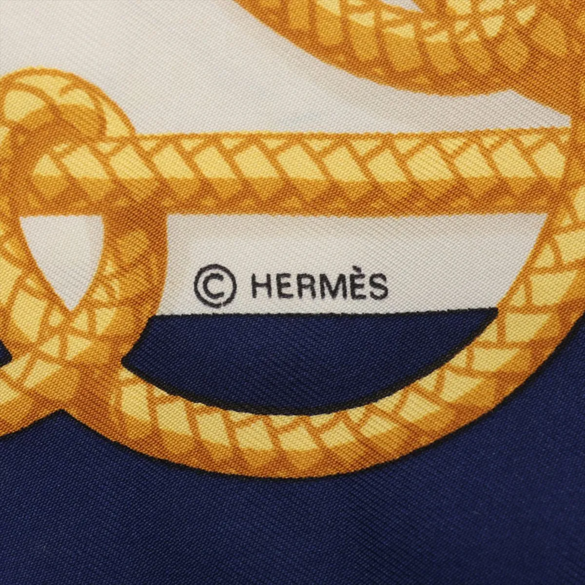 Carre 90 RETOUR DE PECHE (Fishing Boat Return) Scarf, Silk, Navy. Shows signs of wear, including — view 6