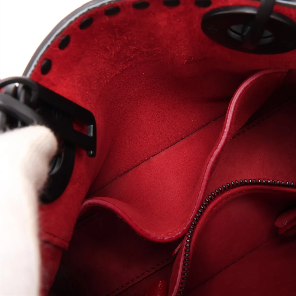Cannage Lady Dior Mini Leather 2-Way Handbag, Red — view 10