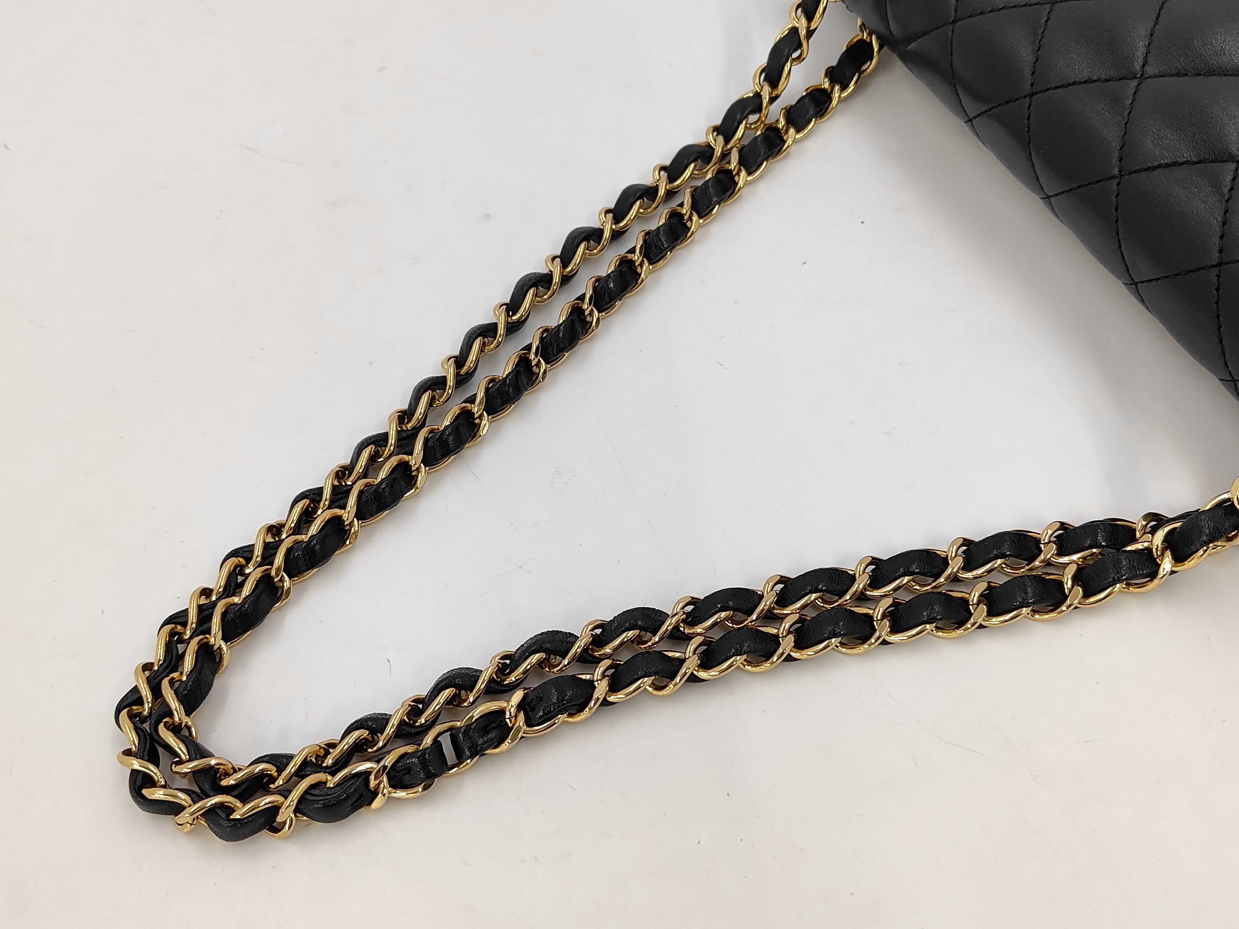 Matelassé Chain Shoulder Bag, Black with Gold Hardware — view 3
