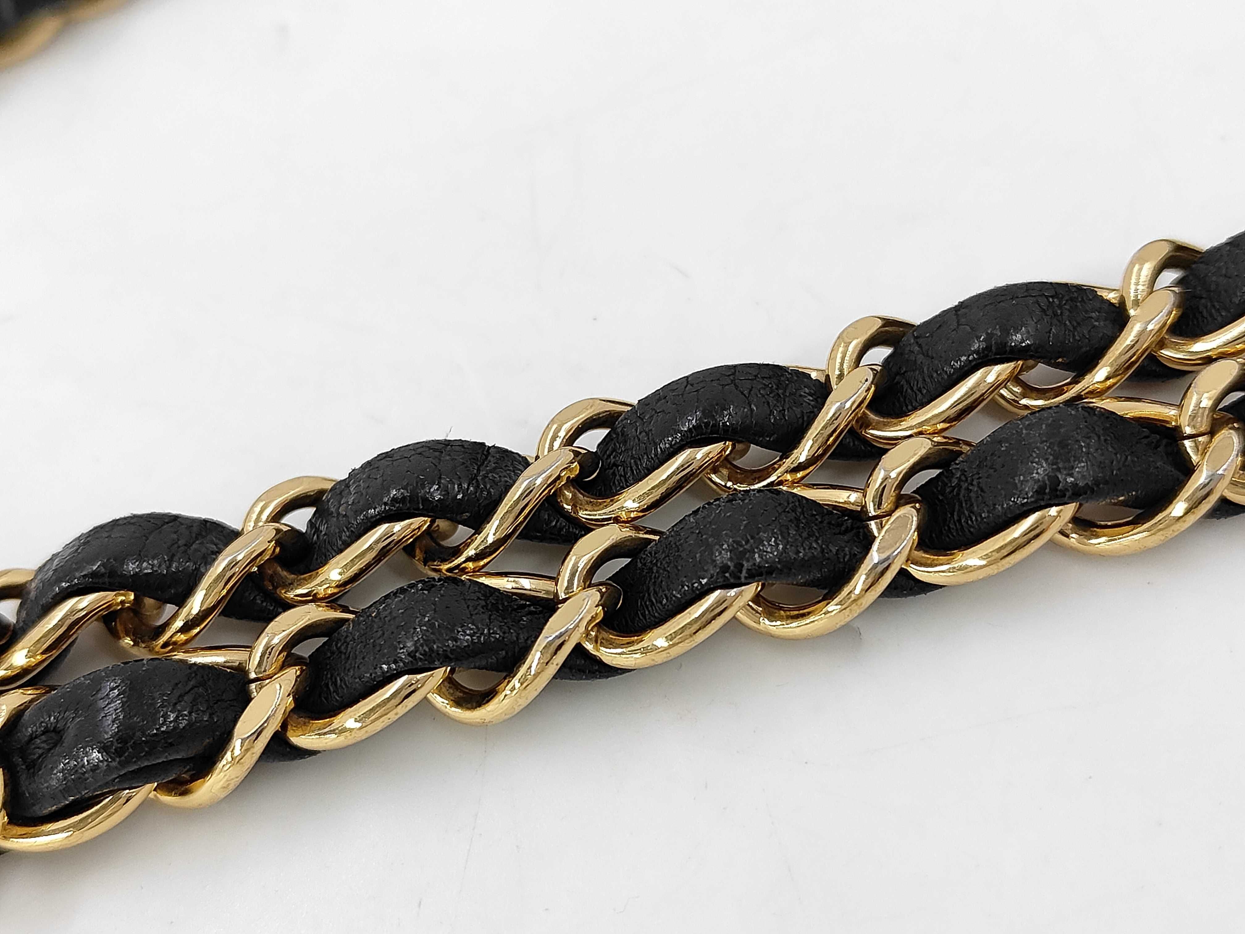 Matelassé Chain Shoulder Bag, Black with Gold Hardware — view 4