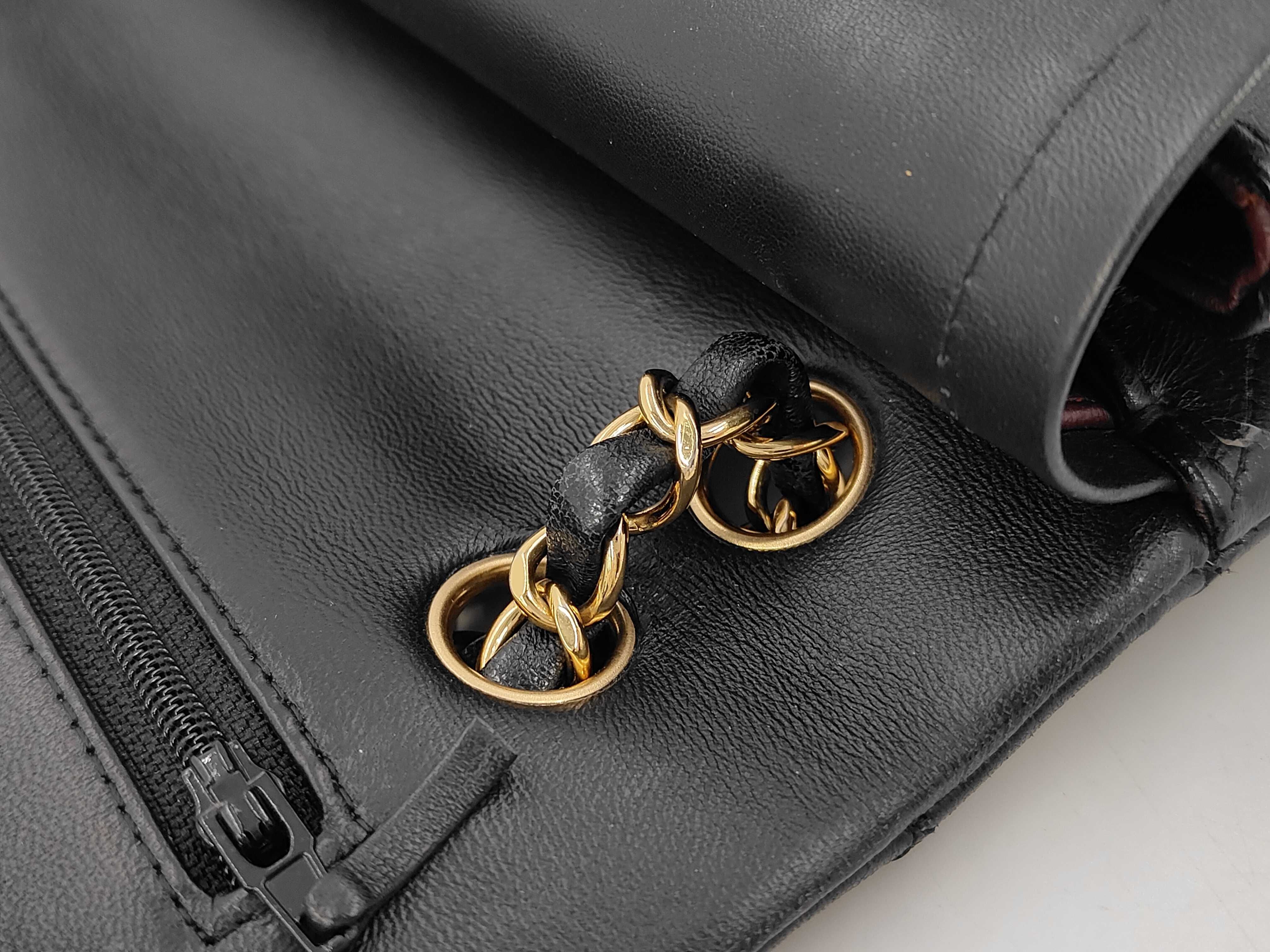 Matelassé Chain Shoulder Bag, Black with Gold Hardware — view 5