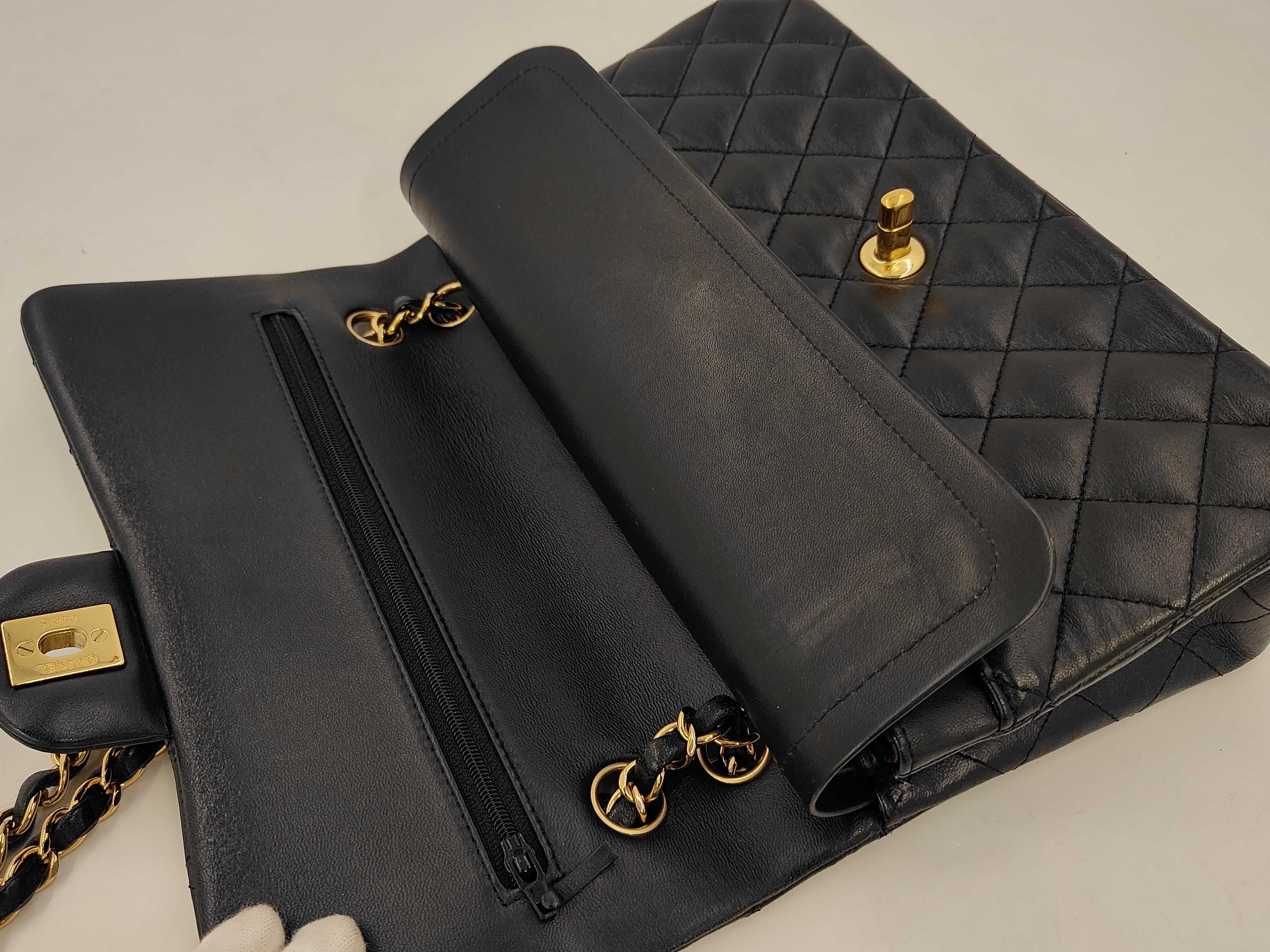 Matelassé Chain Shoulder Bag, Black with Gold Hardware — view 6