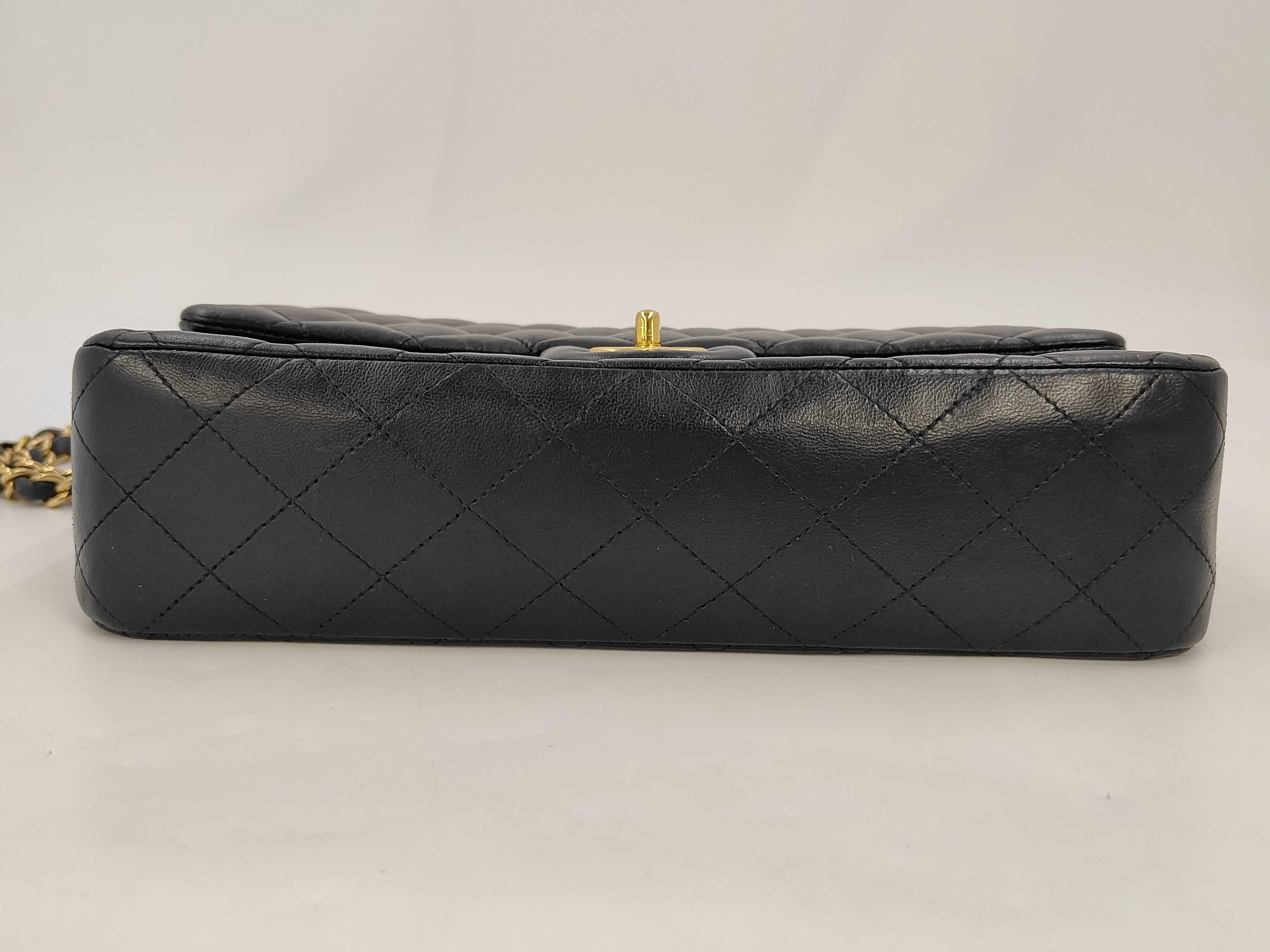 Matelassé Chain Shoulder Bag, Black with Gold Hardware — view 8