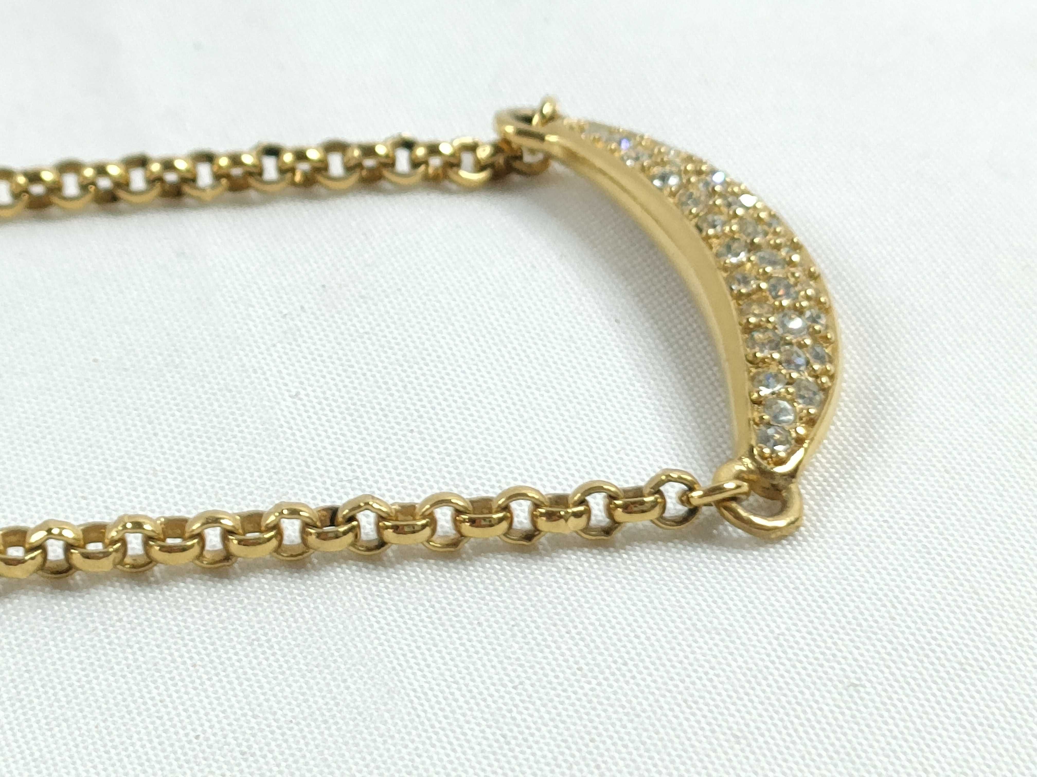 Christian necklace, rhinestone gold necklace — view 4