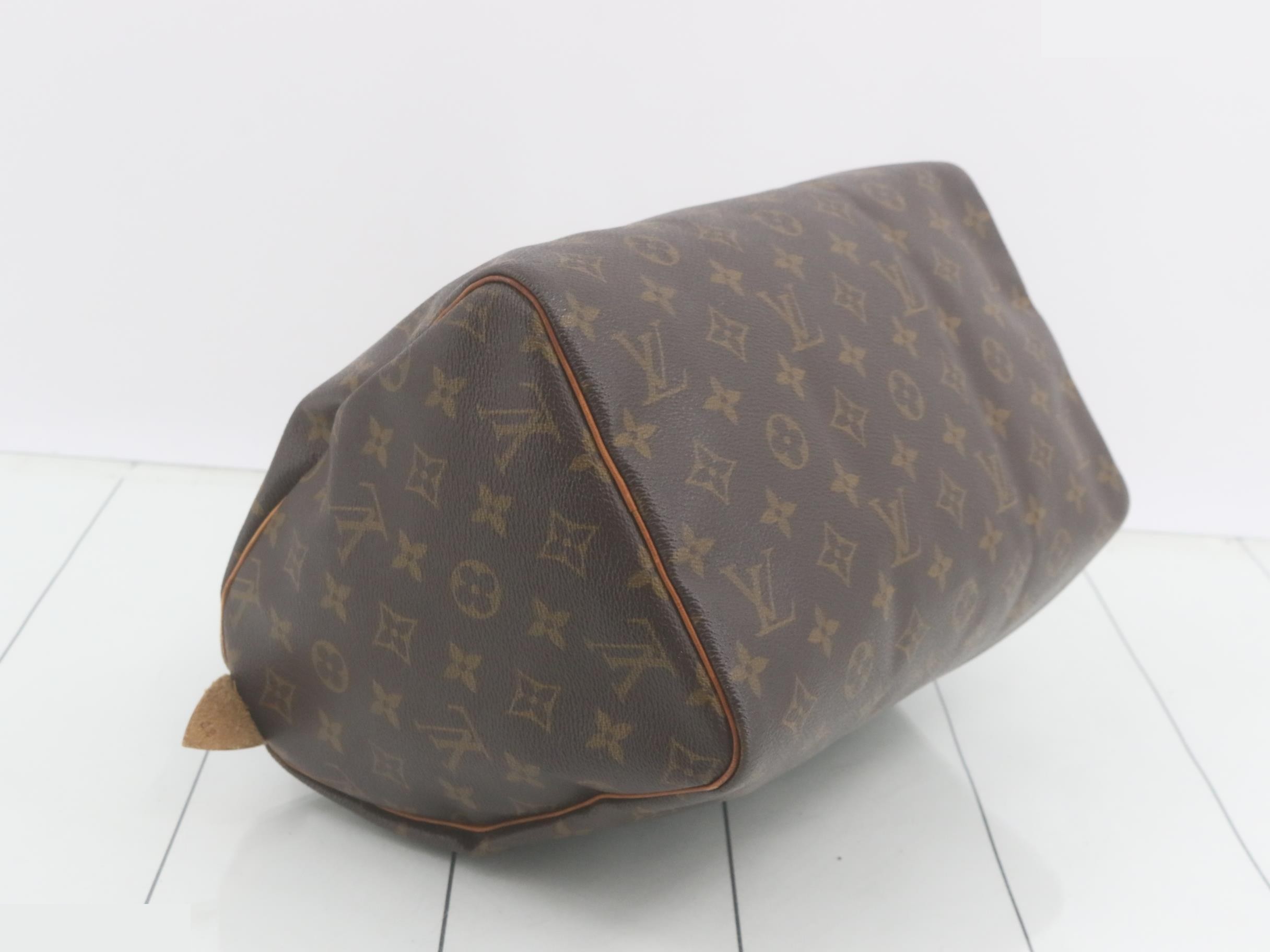 Monogram Speedy 25 Prunen leather tear — view 5