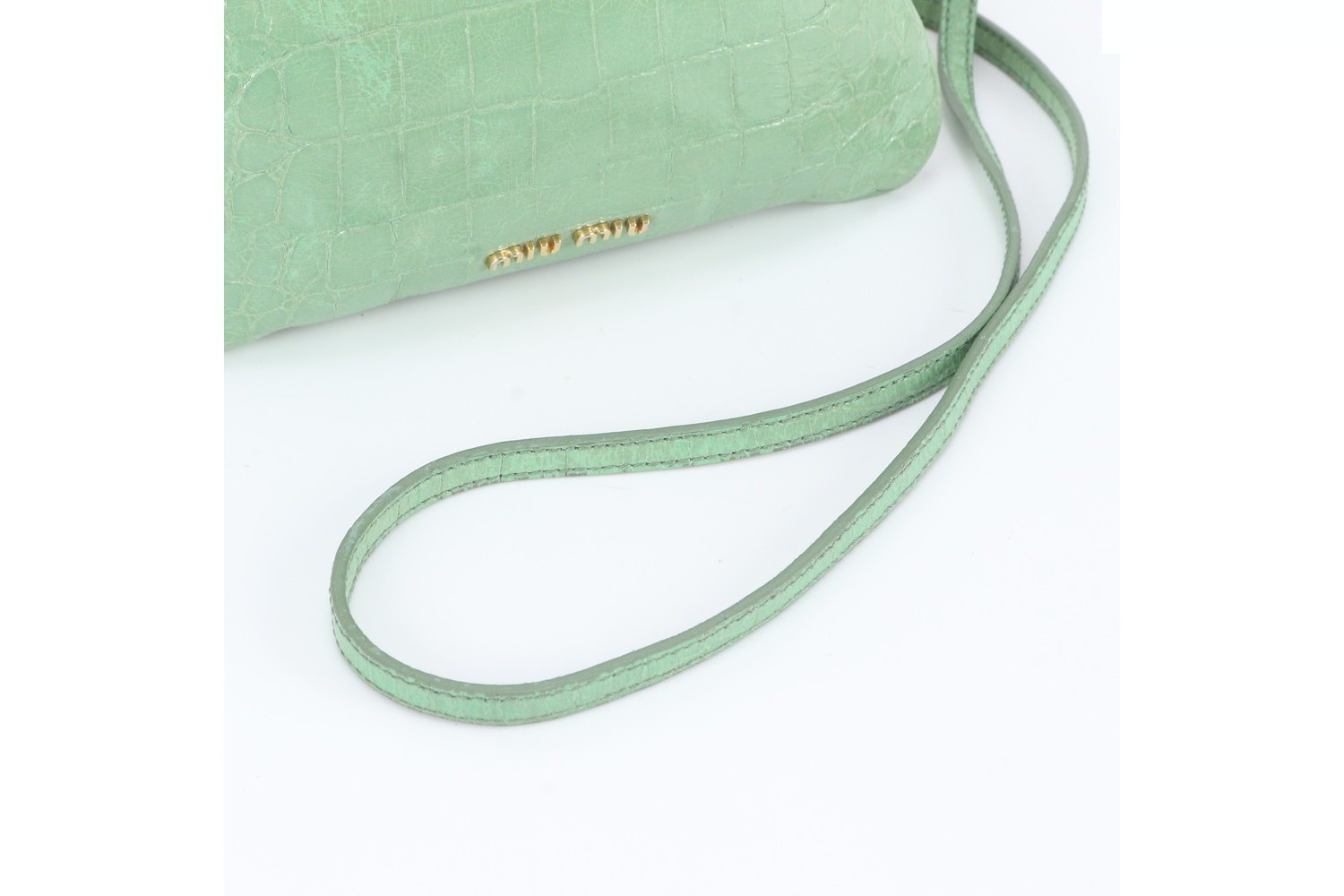 Crocodile embossed leather shoulder bag — view 2