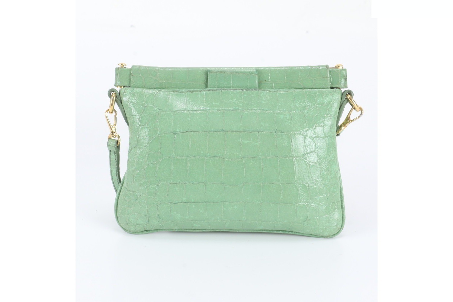 Crocodile embossed leather shoulder bag — view 3
