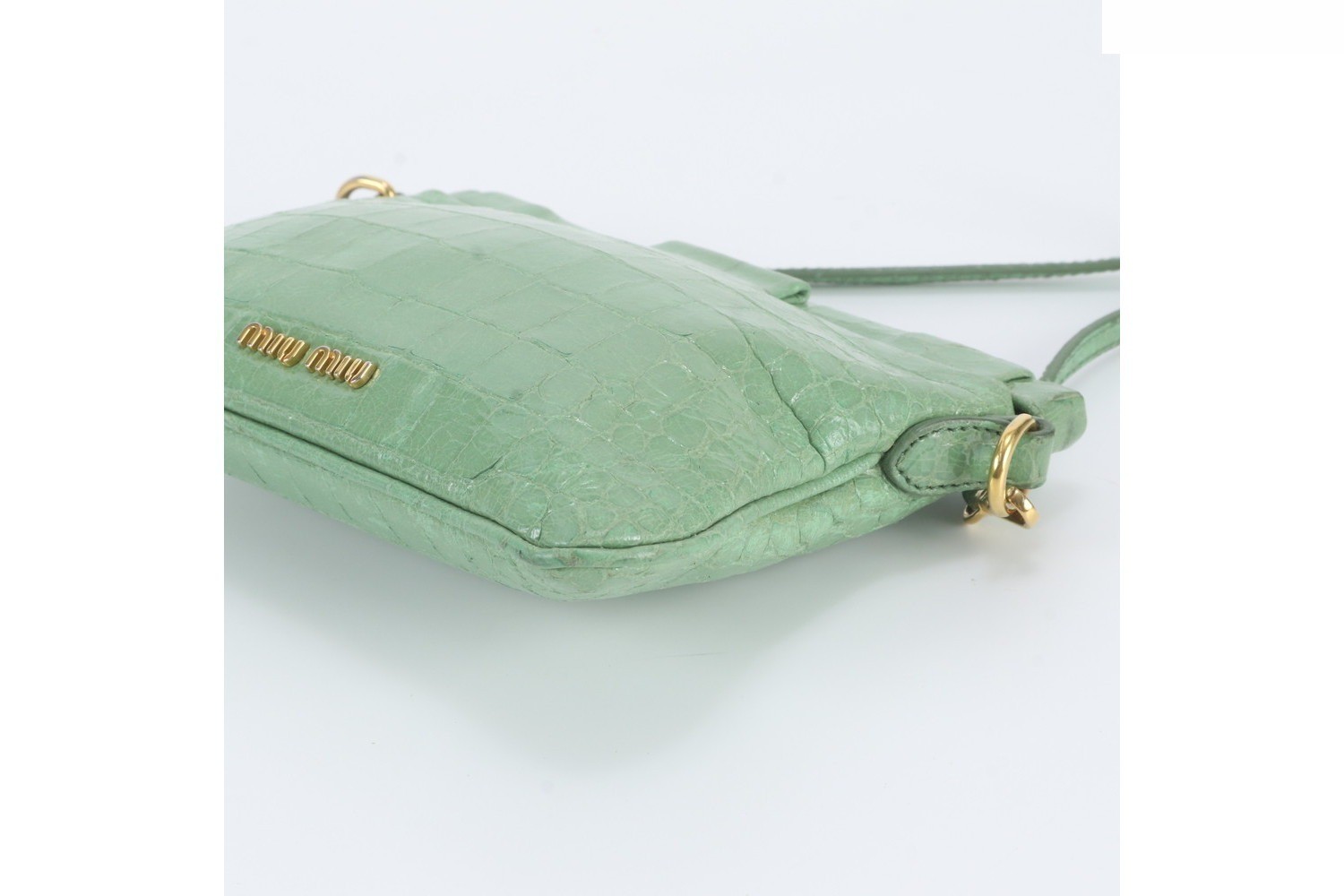 Crocodile embossed leather shoulder bag — view 4