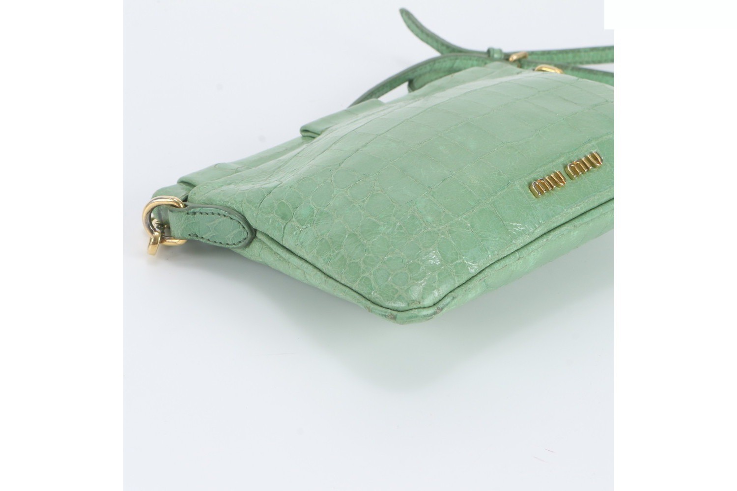 Crocodile embossed leather shoulder bag — view 5